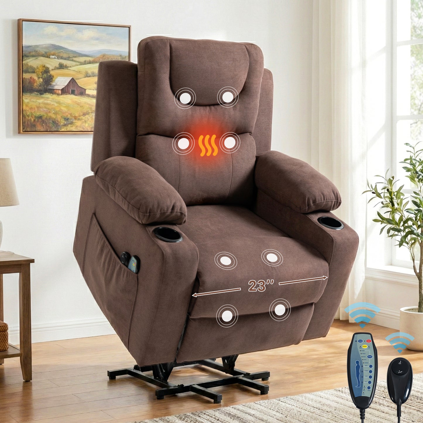 HSUNNS Power Lift Recliner Chair Recliners for Elderly with Heat and Massage Recliner Chair for Living Room with Infinite Position and Side Pocket
