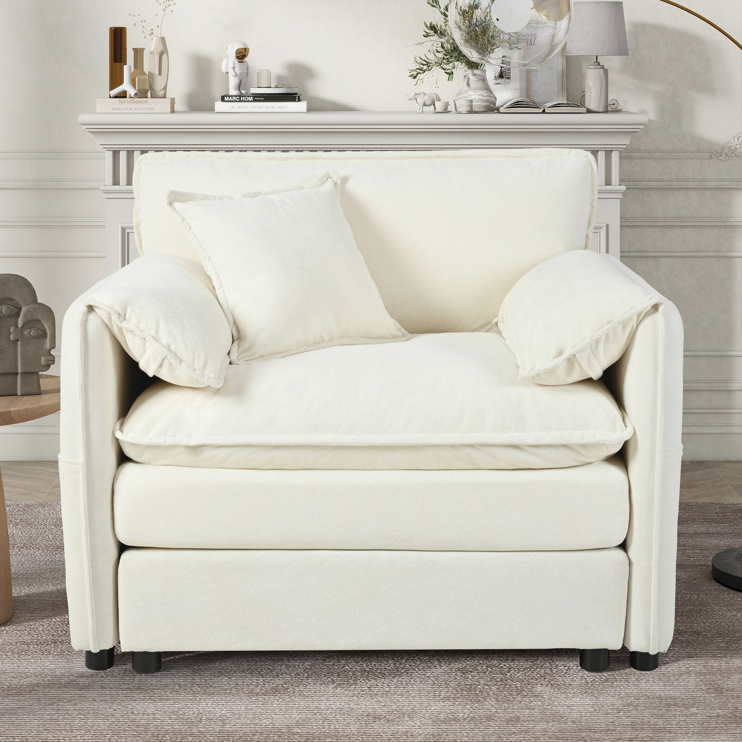 HSUNNS Chenille Oversized Sofa Chair, 35.43" Wide Accent Chairs for Living Room & Bedroom Modern Lounge Chair, Upholstered Mid-Century Reading Chair, Comfy Living Room Chair, Single Armchair
