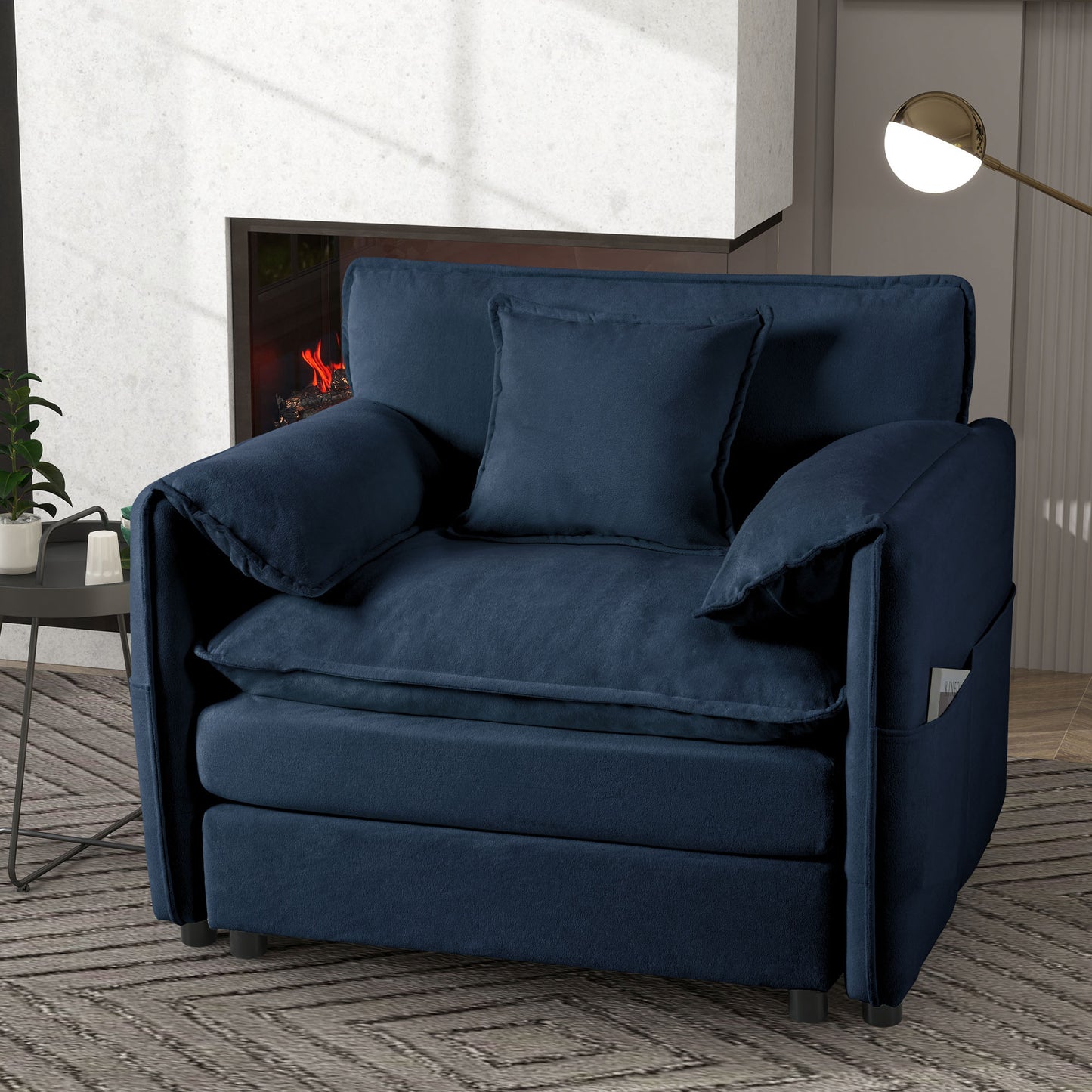 HSUNNS Chenille Oversized Sofa Chair, 35.43" Wide Accent Chairs for Living Room & Bedroom Modern Lounge Chair, Upholstered Mid-Century Reading Chair, Comfy Living Room Chair, Single Armchair