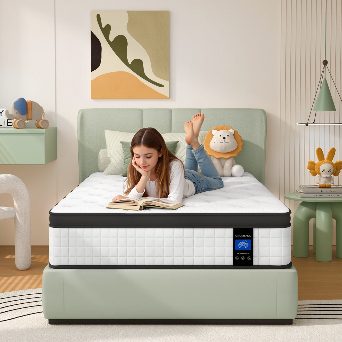 HSUNNS 10" Twin Size Hybrid Memory Foam Mattress with Breathable Fabric Cover, 7-Zoned Cool Memory Foam Mattress for Sleep Support and Pressure Relief, Medium Firm Twin Mattress