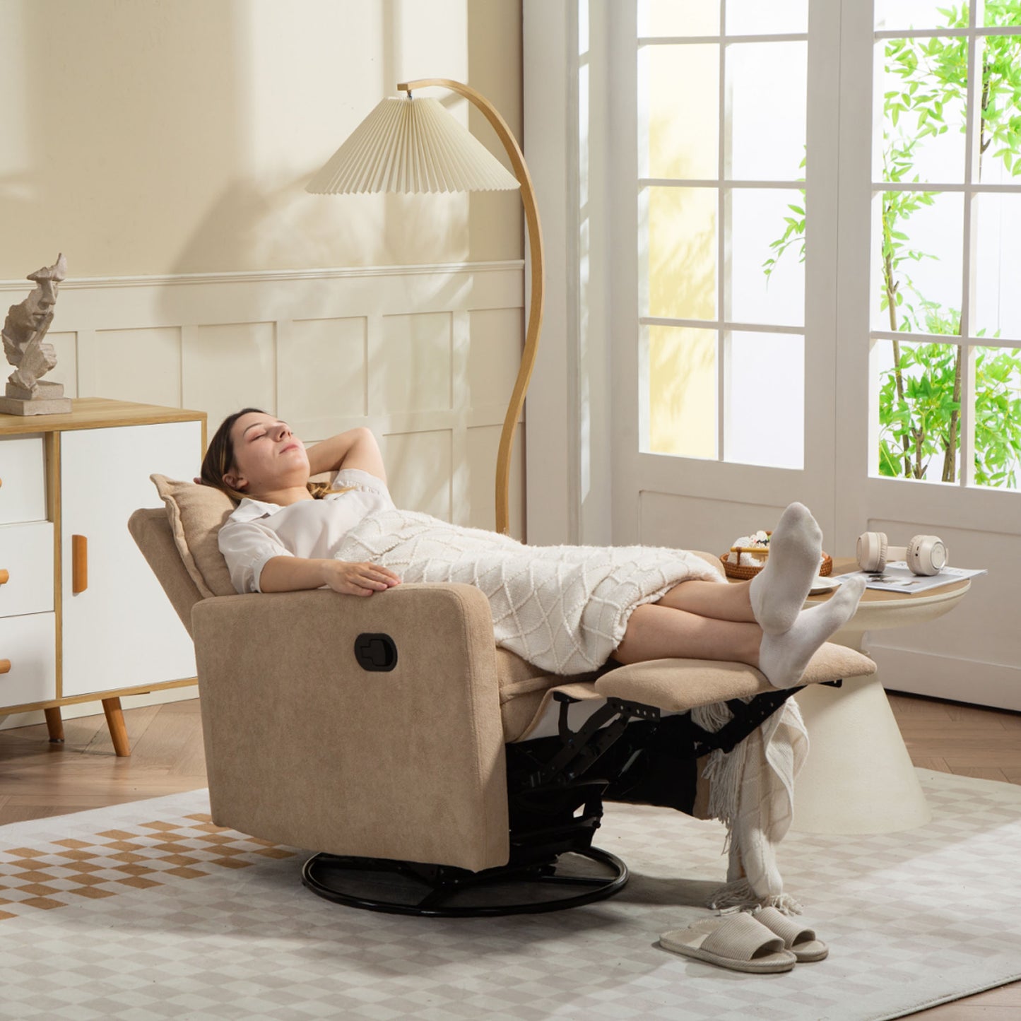 HSUNNS 360° Swivel Rocker Recliner for Adults, Small Rocking Recliner for Small Spaces, Nursery Glider Recliner, Rocking Chair , Manual Recliner Chair for Living Room, Bedroom