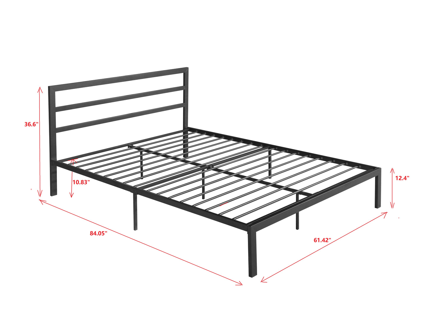 Queen Metal Bed, HSUNNS Black Queen Size Metal Platform Bed Frame with Headboard and 12'' Under-bed Storage, Metal Queen Bed for Boys Girls, No Box Spring Needed, Black