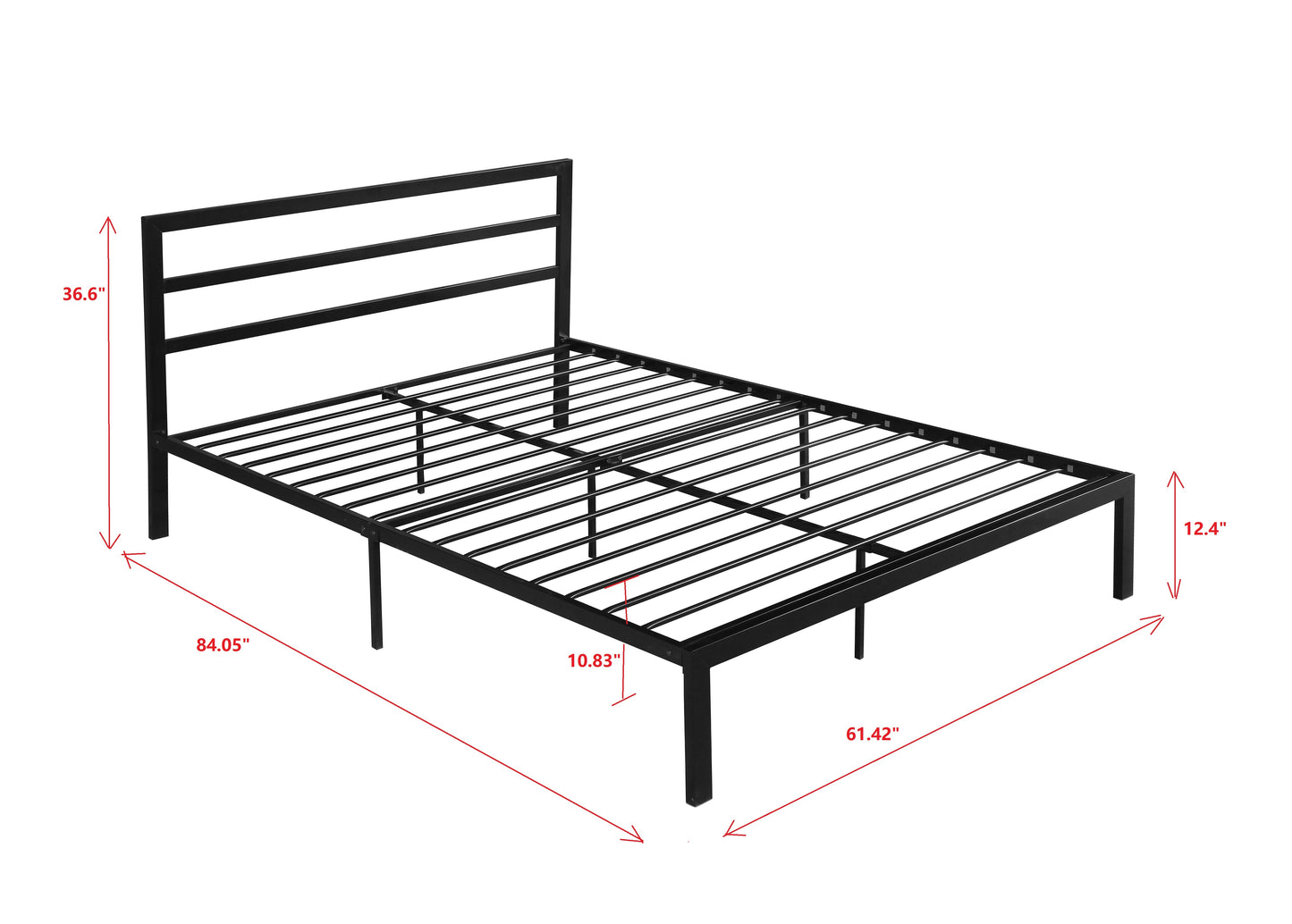 Queen Metal Bed, HSUNNS Black Queen Size Metal Platform Bed Frame with Headboard and 12'' Under-bed Storage, Metal Queen Bed for Boys Girls, No Box Spring Needed, Black