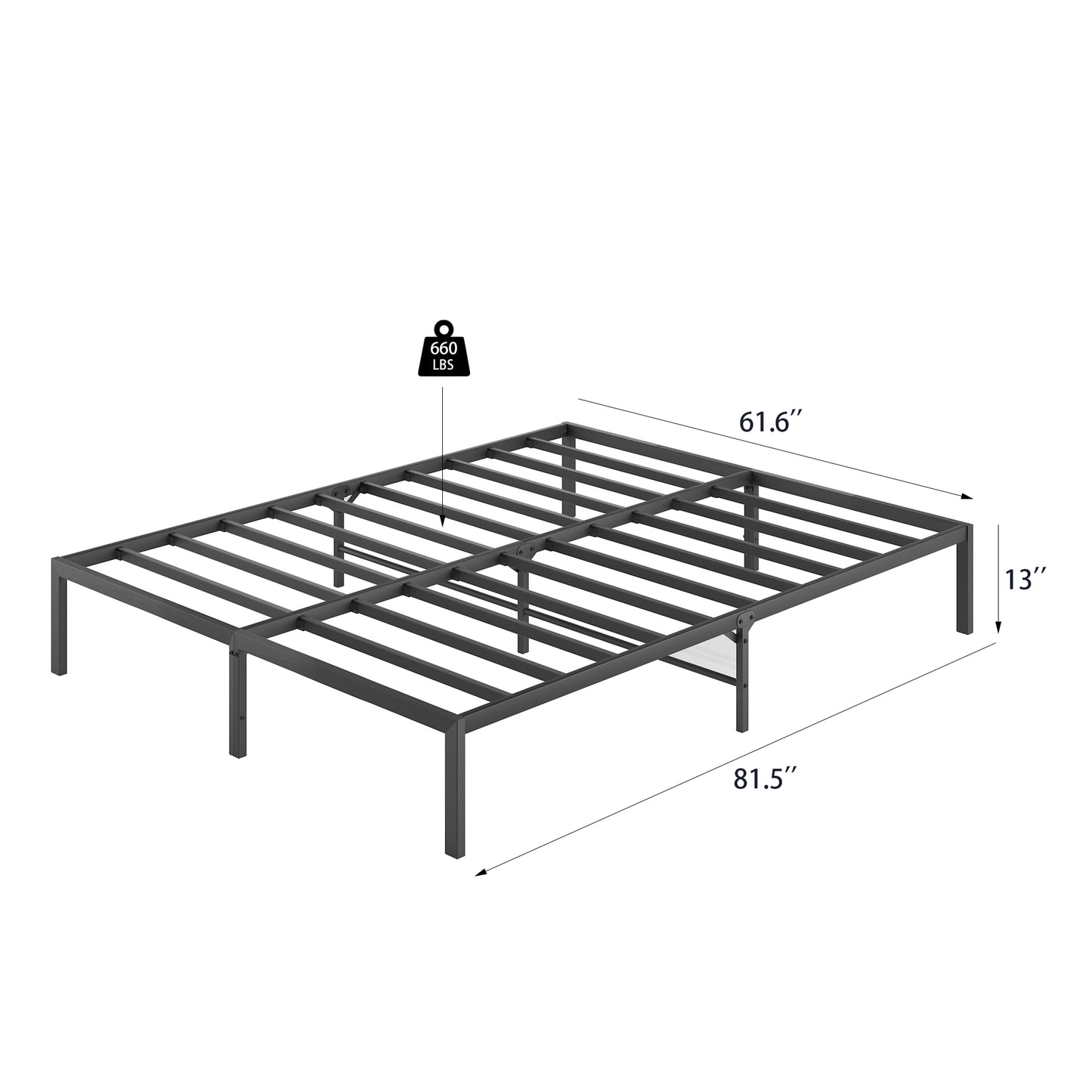 Queen Size Metal Platform Bed Frame, HSUNNS Heavy Duty Queen Metal Bed Base with 13in Under-Bed Storage Space, Queen Size Platform Bed with Solid Metal Slat Support, No Box Spring Needed, Black
