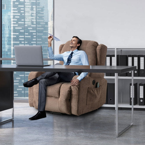 HSUNNS Power Lift Recliner Chair for Adults, Remote Control Vibration Massage and Heating Living Room Reclining with 2 Cup Holders and Side Pockets, USB Ports, Silent Operation, Brown
