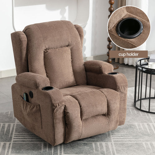 HSUNNS Power Lift Recliner Chair for Adults, Remote Control Vibration Massage and Heating Living Room Reclining with 2 Cup Holders and Side Pockets, USB Ports, Silent Operation, Brown