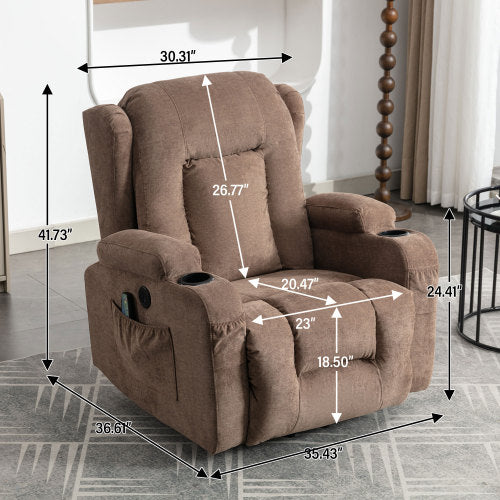 HSUNNS Power Lift Recliner Chair for Adults, Remote Control Vibration Massage and Heating Living Room Reclining with 2 Cup Holders and Side Pockets, USB Ports, Silent Operation, Brown