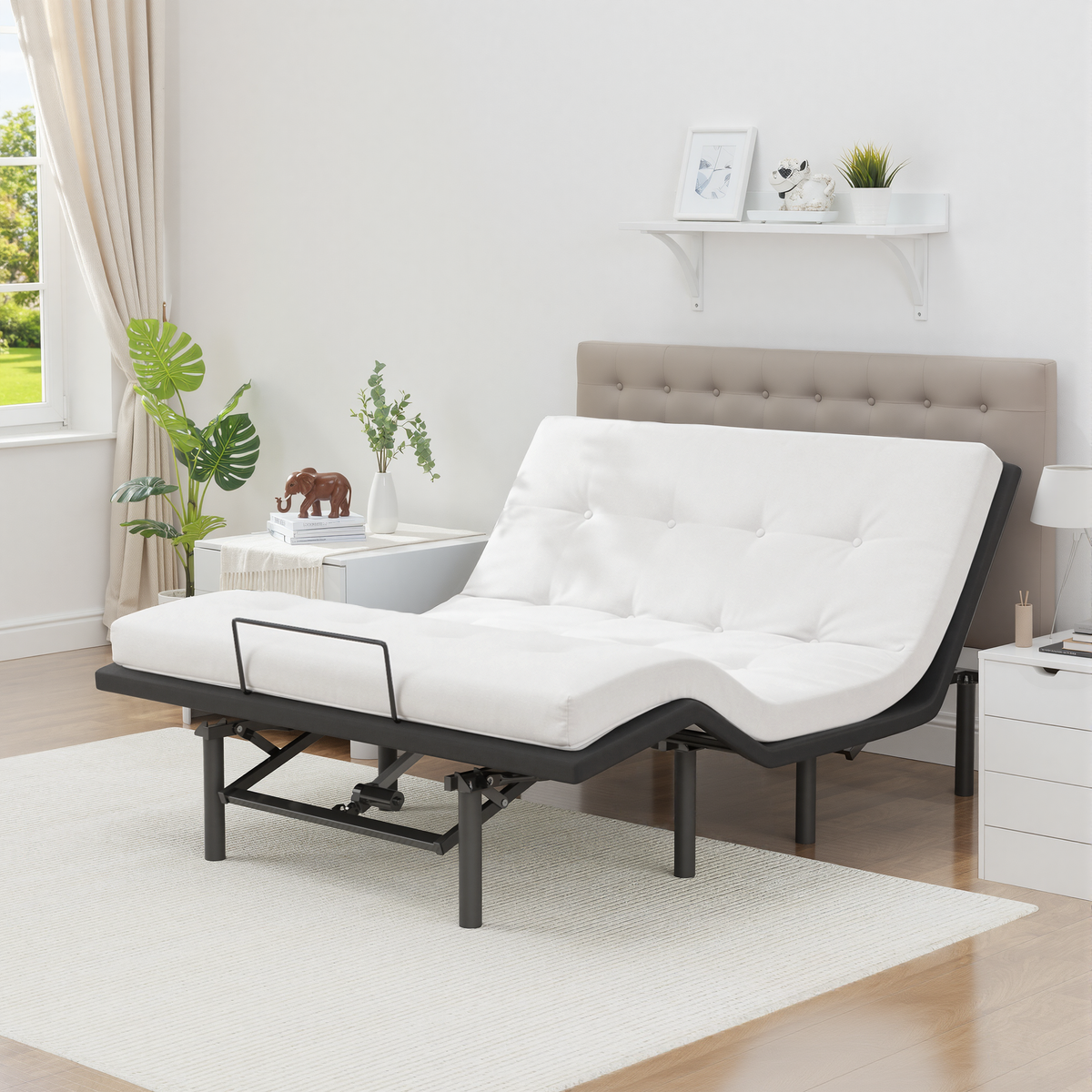 HSUNNS Adjustable Bed Frame, Individually Tilting Head and Foot with Remote, Adjustable Bed Base with Quiet Motor, Electric Bed, Queen Size