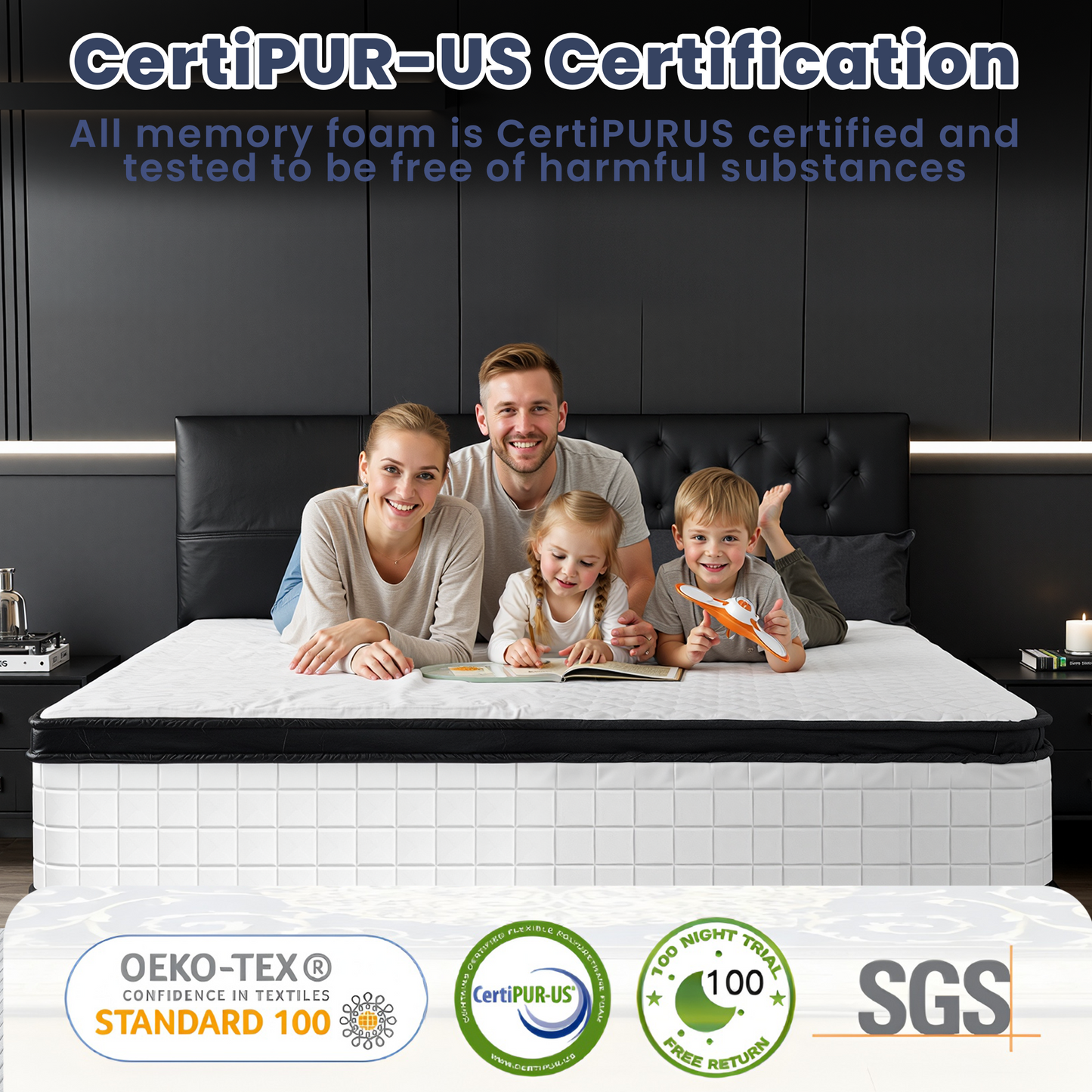 HSUNNS 10 Inch Queen Mattress, Medium Firm Hybrid Memory Foam Mattress with Breathable Fabric Cover, 7-Zone Cooling Support for Pressure Relief and Comfortable Sleep