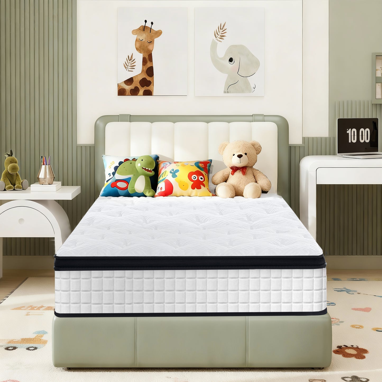 HSUNNS 10" Twin Size Hybrid Memory Foam Mattress with Breathable Fabric Cover, 7-Zoned Cool Memory Foam Mattress for Sleep Support and Pressure Relief, Medium Firm Twin Mattress