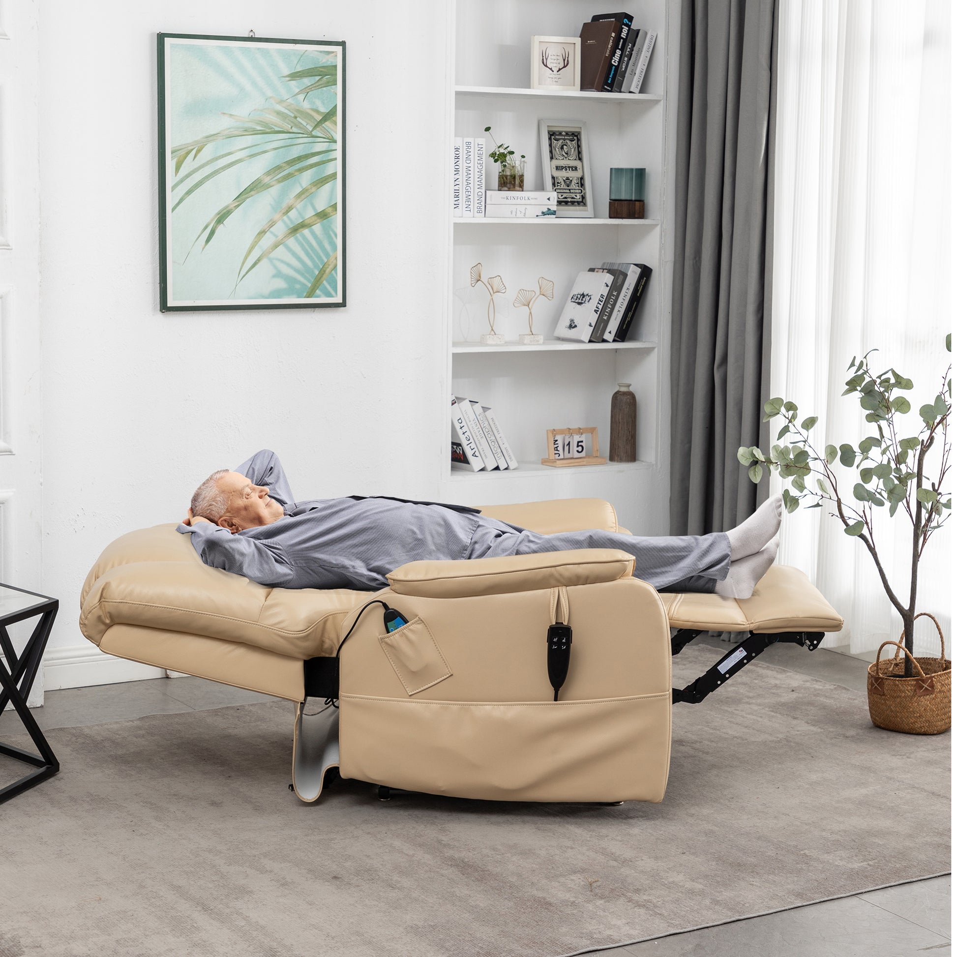 HSUNNS Manual Recliner Chair with Heat and Massage Function, USB