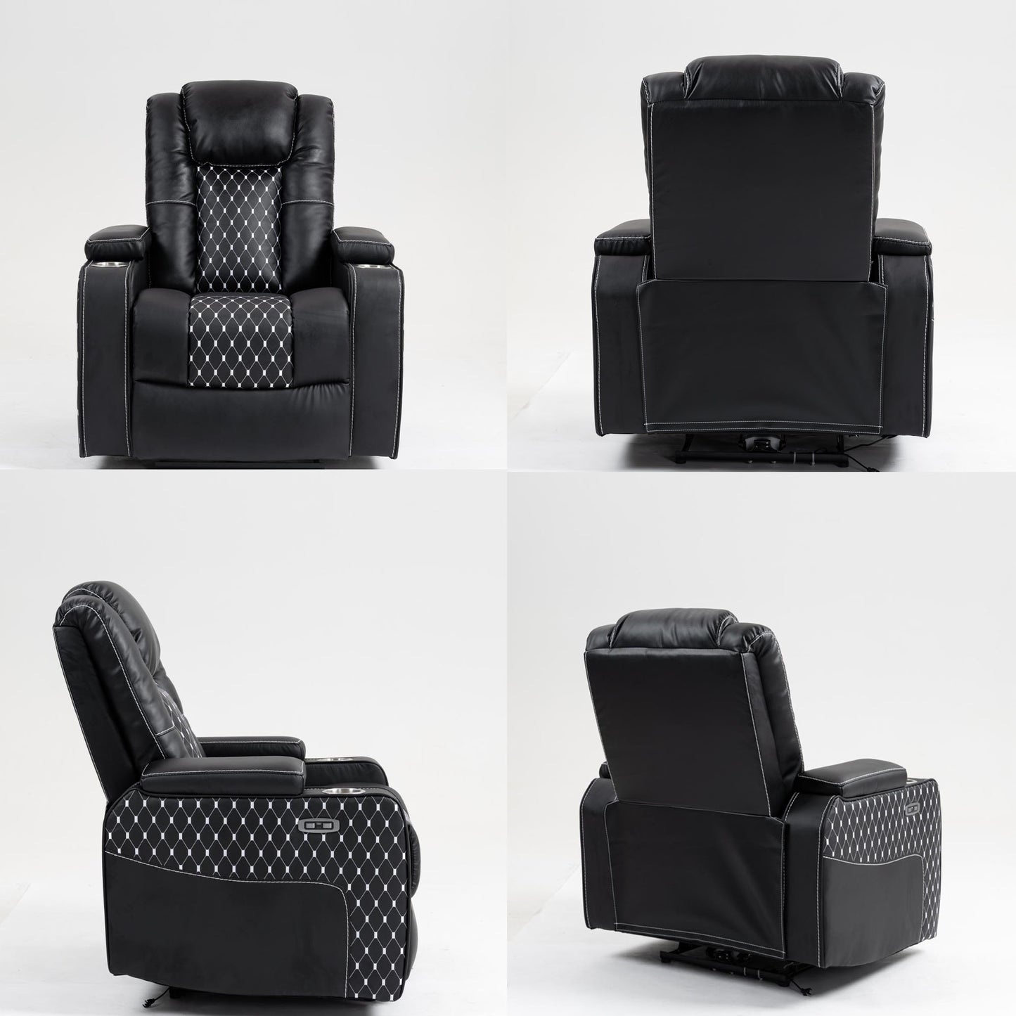 HSUNNS Zero Gravity Recliner, Recliners Chair with Storage Armrest and 2 Cup Holders, Living Room PU Leather Recliner Chair Tilt to 150 Degrees, Single Sofa with Side Pocket, charging, Brown