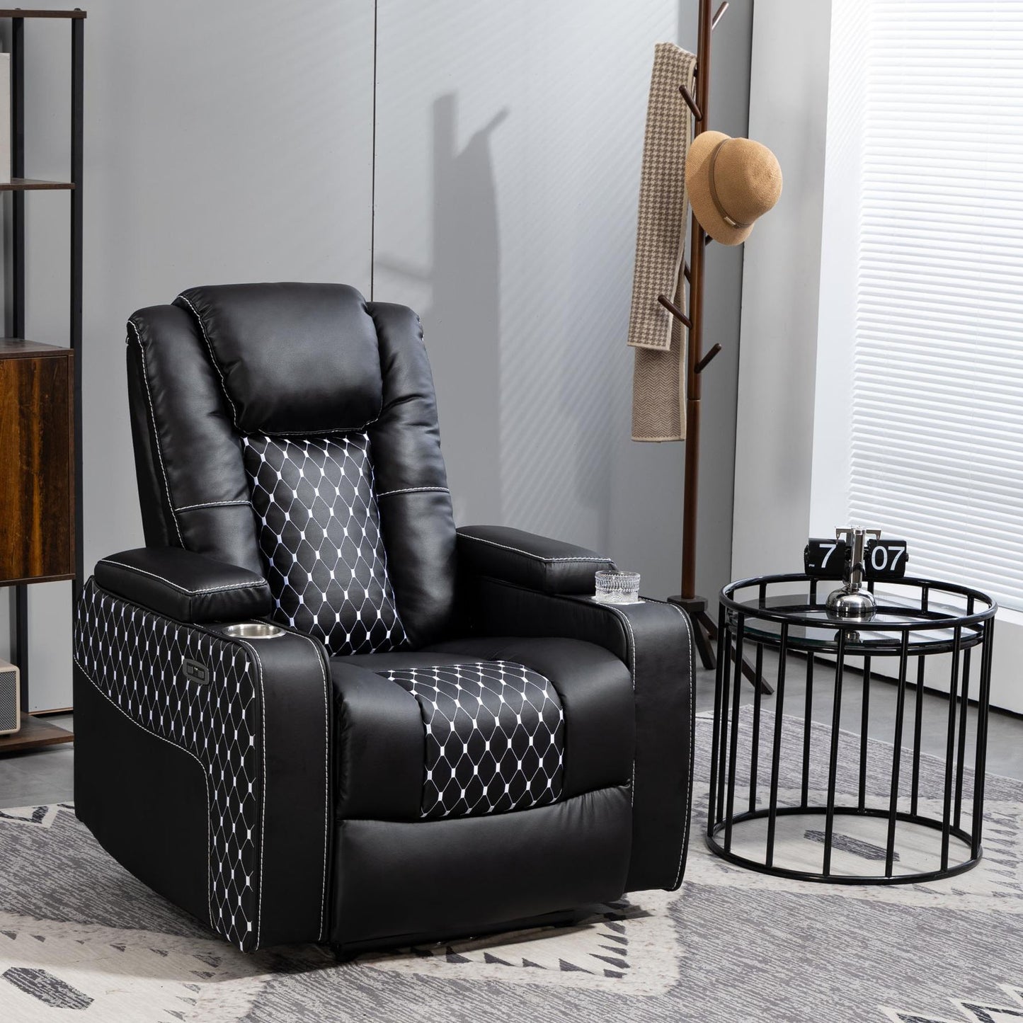 HSUNNS Zero Gravity Recliner, Recliners Chair with Storage Armrest and 2 Cup Holders, Living Room PU Leather Recliner Chair Tilt to 150 Degrees, Single Sofa with Side Pocket, charging, Brown