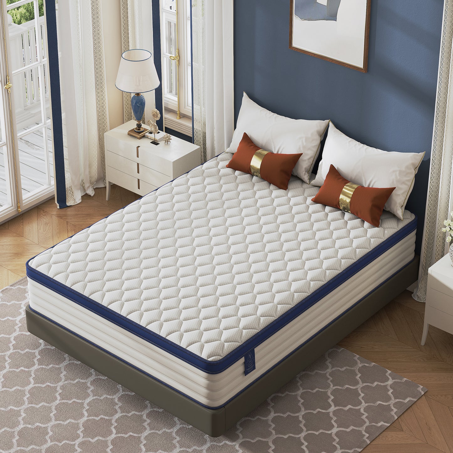 Twin Mattress 12", HSUNNS Hybrid Mattress with Gel Memory Foam and Independent Pocket Springs, Mattress in a Box, Medium Firm, Pressure Relief & Support, White