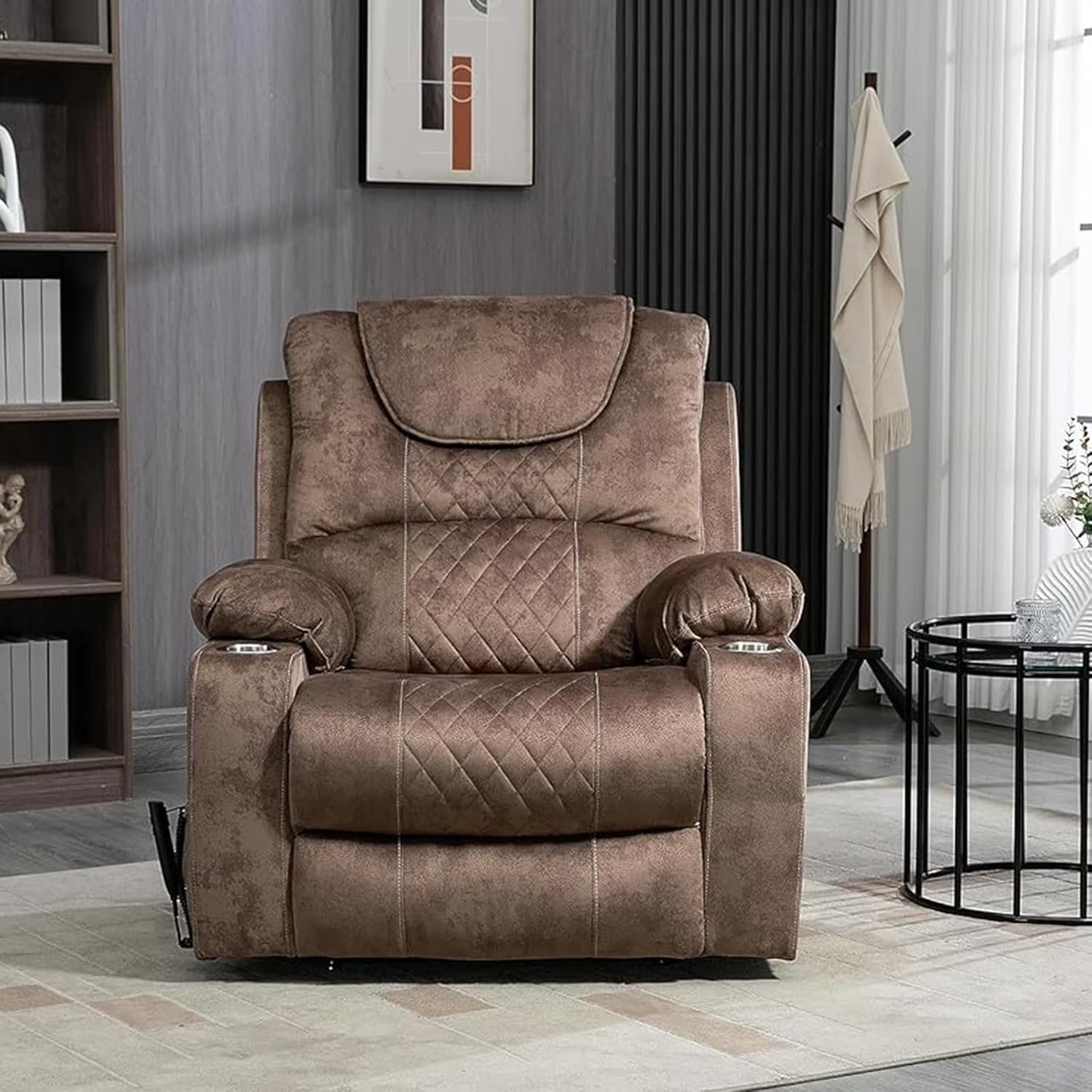 Heavy Duty Power Lift Recliner Chair for Elderly, Oversized Recliners Chair with Heater and Massage, Electric Recliner Chair for Living Room,400lbs Suitable for People Up to 6Ft (Brown Leather)