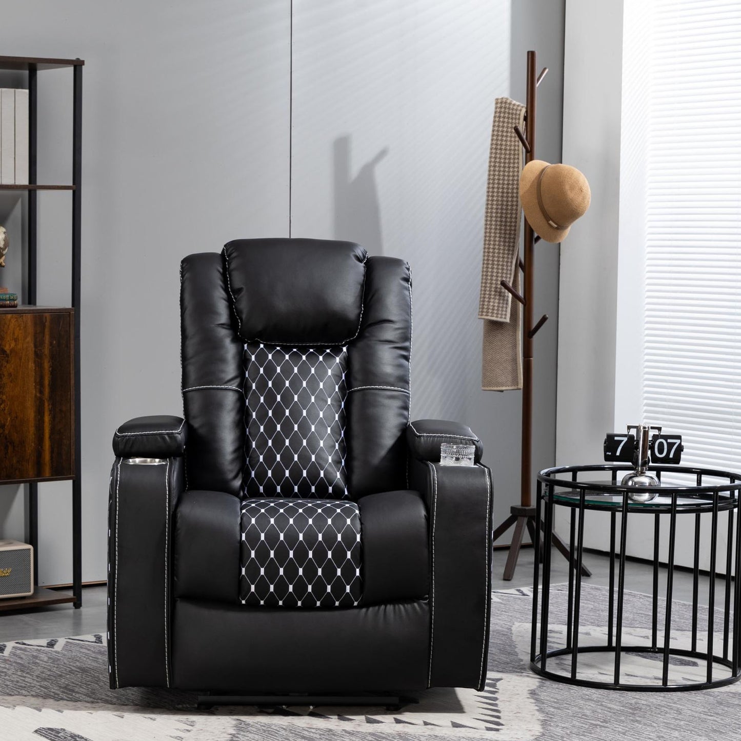 HSUNNS Zero Gravity Recliner, Recliners Chair with Storage Armrest and 2 Cup Holders, Living Room PU Leather Recliner Chair Tilt to 150 Degrees, Single Sofa with Side Pocket, charging, Brown