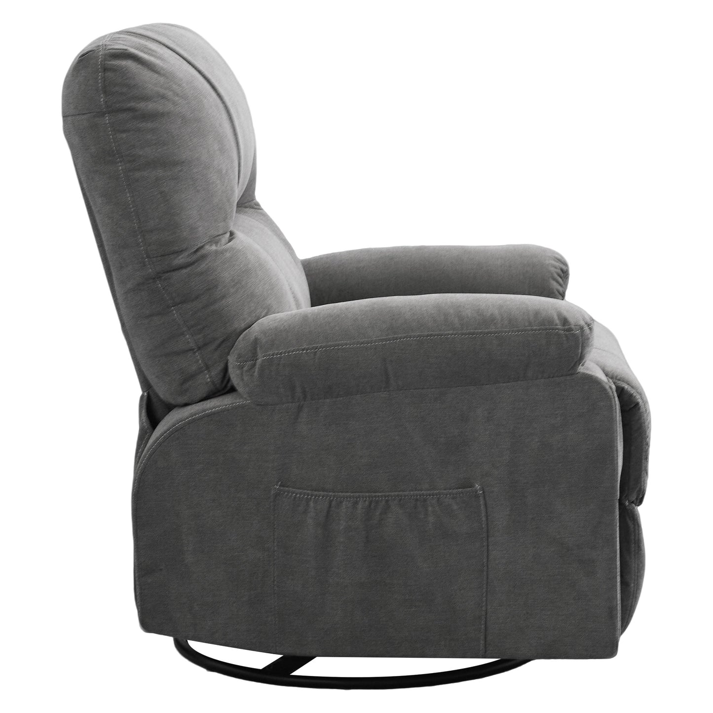 HSUNNS Swivel Recliner Chair for Adults, Oversized Recliner with 2 Side Pockets and 2 Front Pockets, Living Room Single Sofa Home Theater, Comfortable Backrest and Armrests, Light Brown
