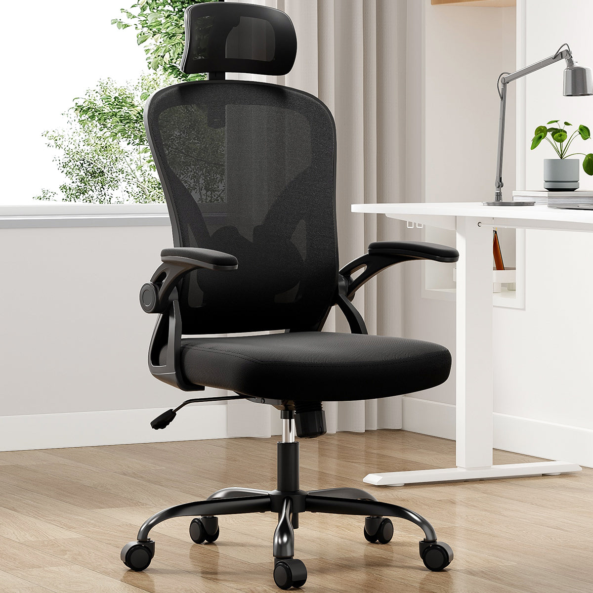 HSUNNS Ergonomic Office Chair, Lumbar Support, Adjustable Height Computer Desk Chair 300LBS Capacity with Armrests for Adults, Khaki