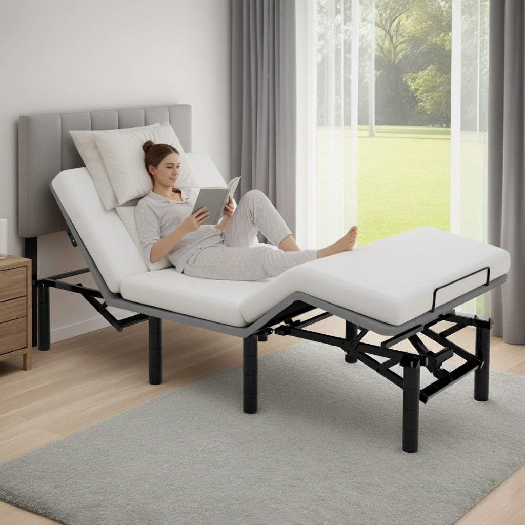 HSUNNS Adjustable Bed Frame Twin XL with Massage, Electric Bed Base with Wireless Remote, Head & Foot Incline, USB Type-A & Type-C Ports, LED Night Light, Quiet Motor, Adjustable Legs, Easy Assembly
