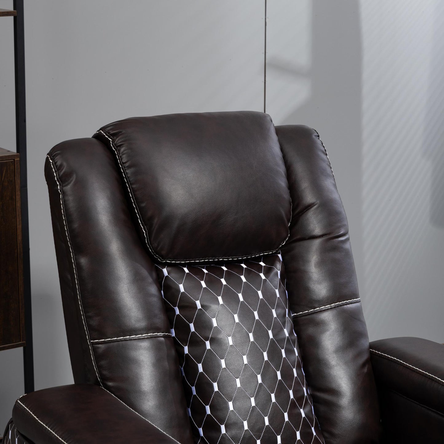 HSUNNS Zero Gravity Recliner, Recliners Chair with Storage Armrest and 2 Cup Holders, Living Room PU Leather Recliner Chair Tilt to 150 Degrees, Single Sofa with Side Pocket, charging, Brown
