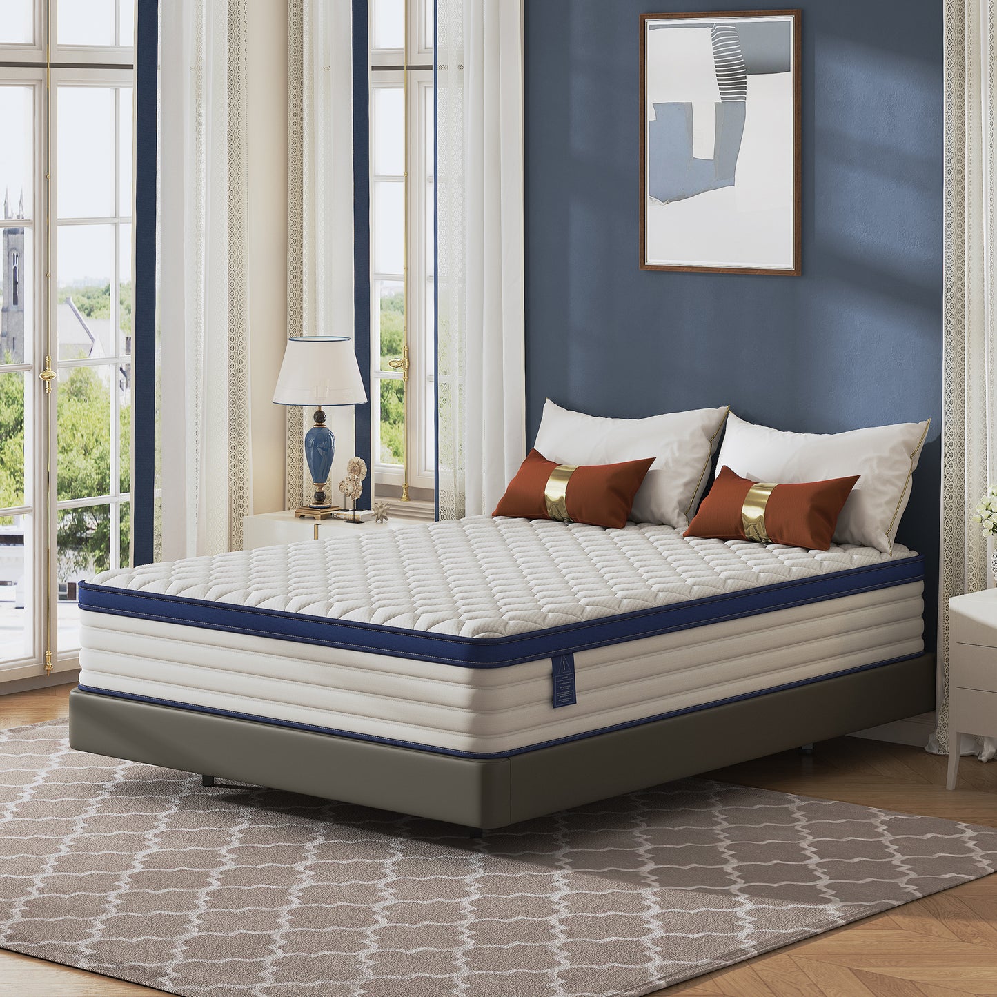Full Mattress 12", HSUNNS Hybrid Mattress with Gel Memory Foam and Independent Pocket Springs, Mattress in a Box, Medium Firm, Pressure Relief & Support, White