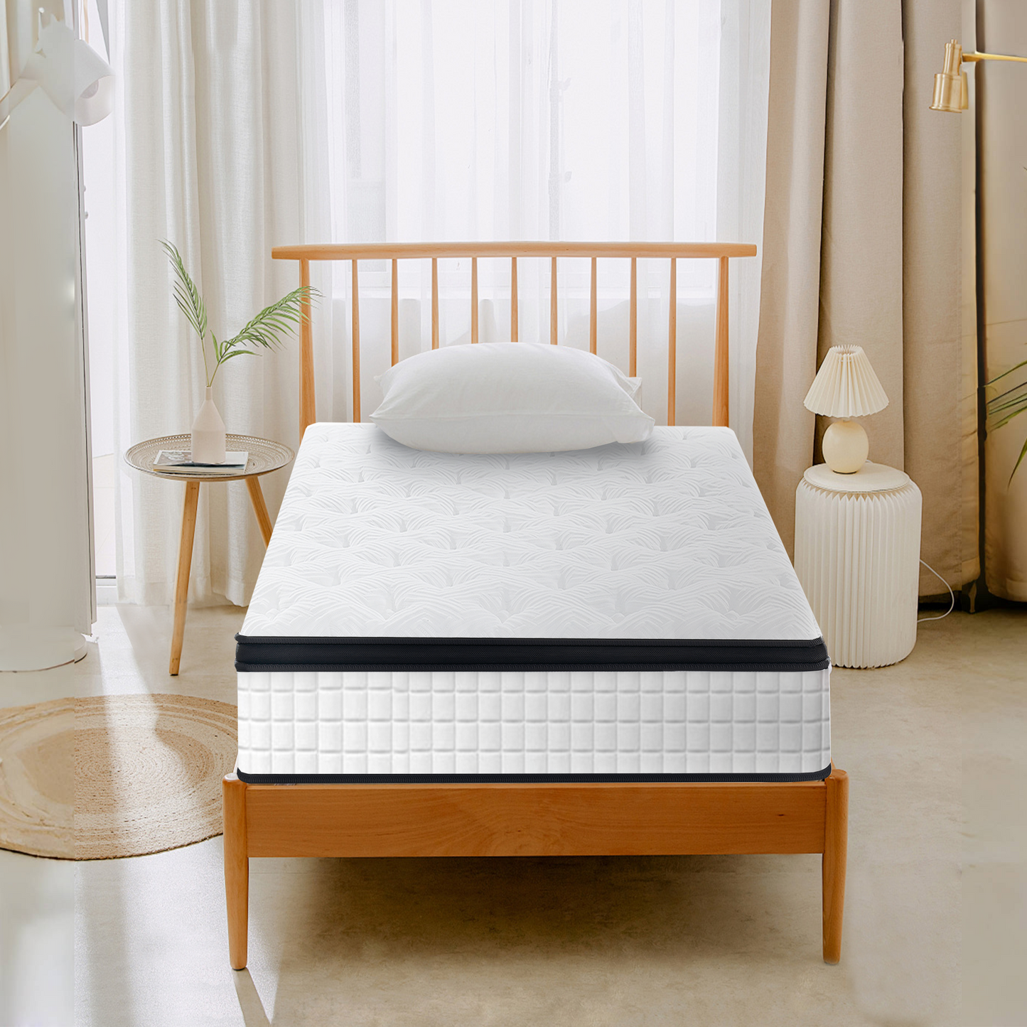 HSUNNS 12" Twin XL Size Hybrid Memory Foam Mattress with Breathable Fabric Cover, 7-Zoned Cool Memory Foam Mattress for Sleep Support and Pressure Relief, Medium Firm Twin XL Mattress