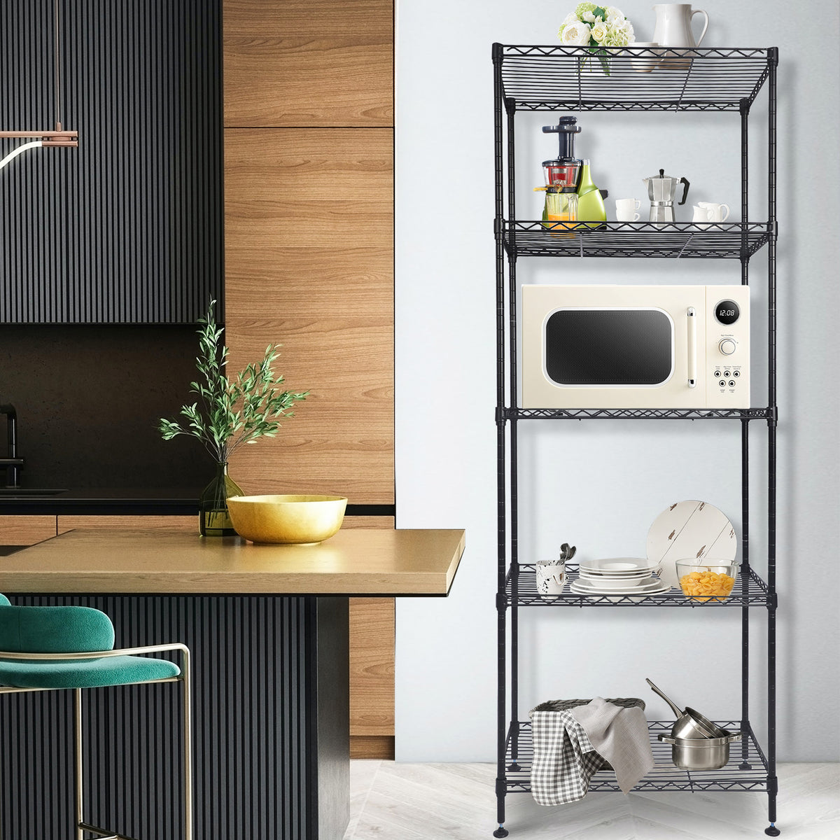 Adjsutable Rack 5 Tier Adjustable Storage Shelves Metal Storage Rack Wire Shelving Uni ...
