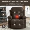 HSUNNS Manual Recliner Chair with Heat Therapy and Massage Function, Swivel Reclining Mechanism Massage Chair, Single Rocker Sofa with Cup Holders for Bedroom Home Theater, Coffee