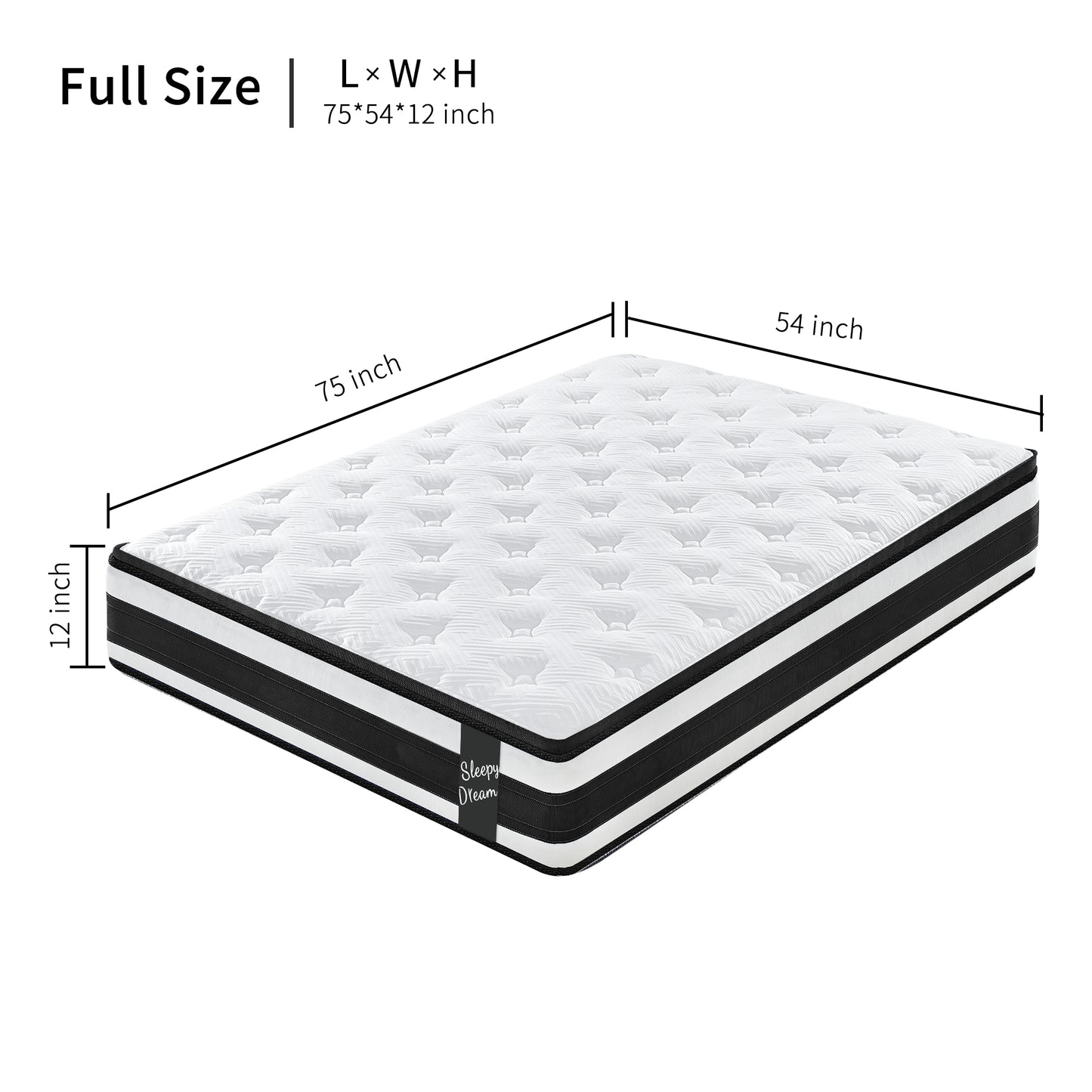 HSUNNS 12" Full Size Hybrid Memory Foam Mattress with Breathable Fabric Cover, Memory Foam Mattress for Sleep Support and Pressure Relief, Medium Firm King Mattress, CertiPUR-US