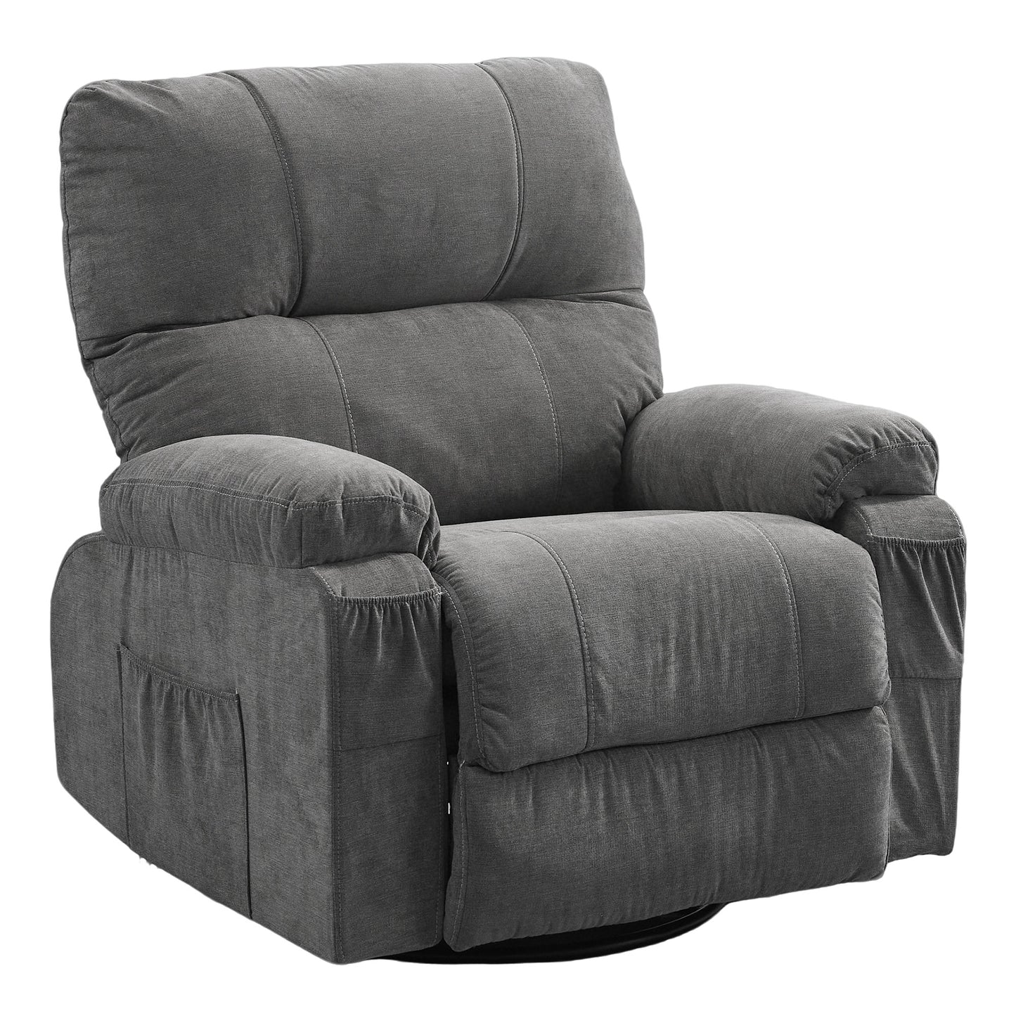 HSUNNS Swivel Recliner Chair for Adults, Oversized Recliner with 2 Side Pockets and 2 Front Pockets, Living Room Single Sofa Home Theater, Comfortable Backrest and Armrests, Light Brown