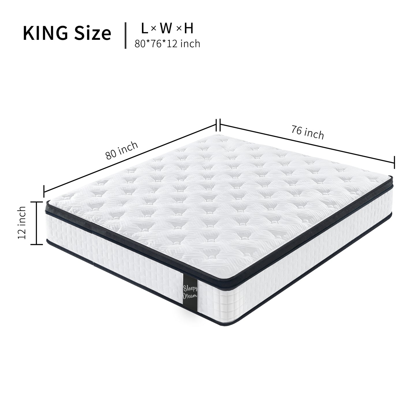 HSUNNS 12" King Size Hybrid Memory Foam Mattress with Breathable Fabric Cover, 7-Zoned Cool Memory Foam Mattress for Sleep Support and Pressure Relief, Medium Firm King Mattress