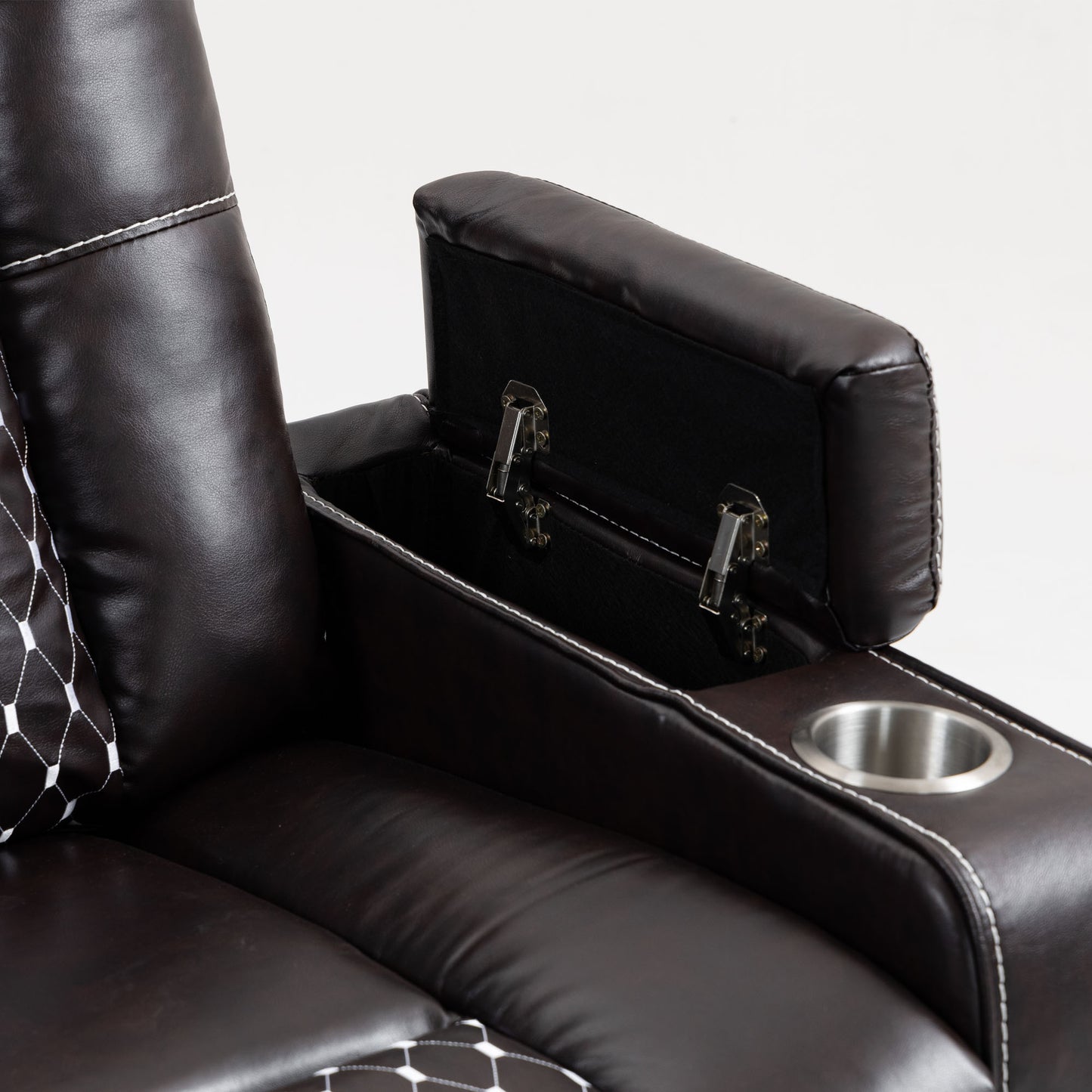 HSUNNS Zero Gravity Recliner, Recliners Chair with Storage Armrest and 2 Cup Holders, Living Room PU Leather Recliner Chair Tilt to 150 Degrees, Single Sofa with Side Pocket, charging, Brown