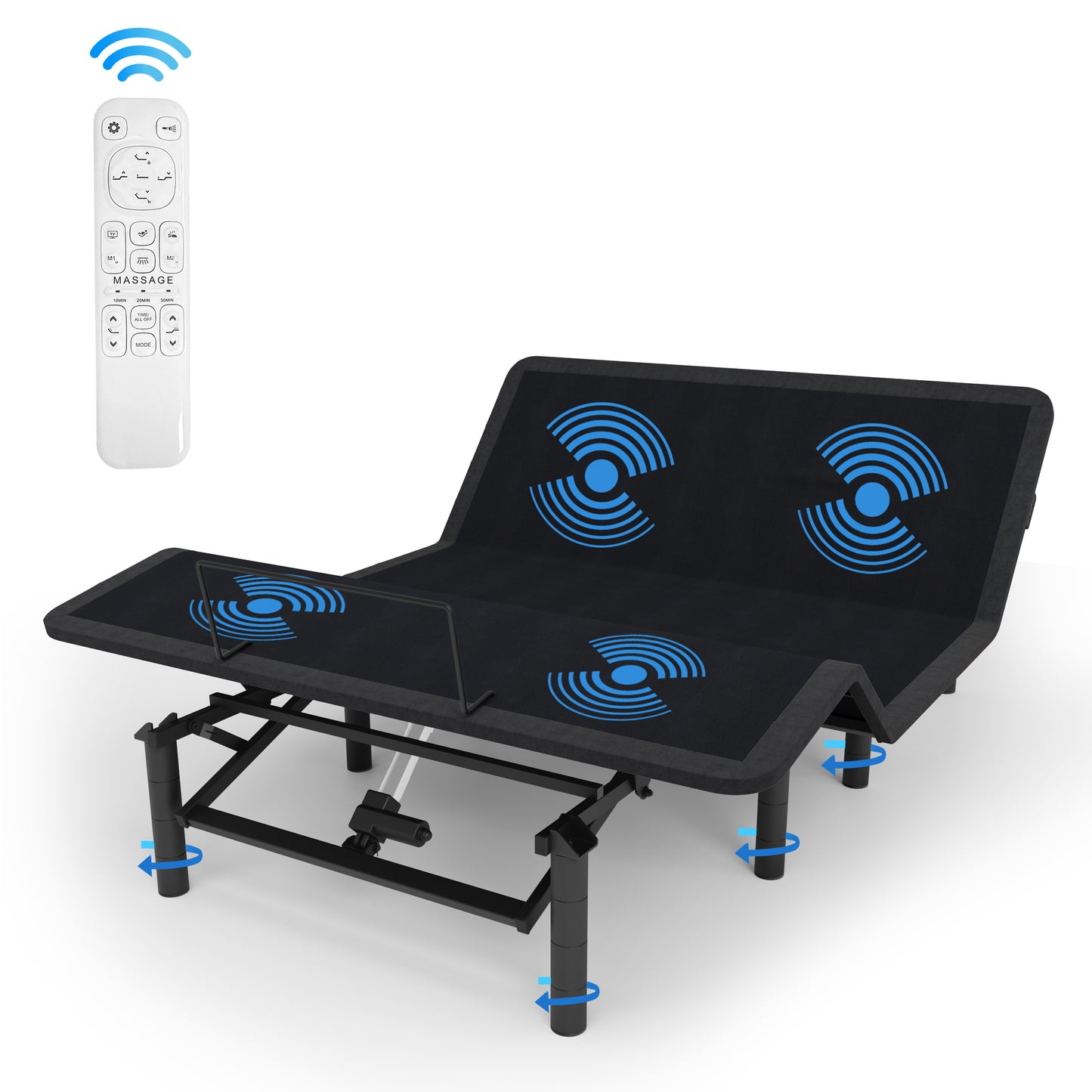 HSUNNS Queen Adjustable Bed Frame with Massage, 5 Modes & 3 Intensities, Head & Foot Incline, Zero Gravity Electric Bed Base with Wireless Remote, USB Ports, Night Light & Adjustable Legs