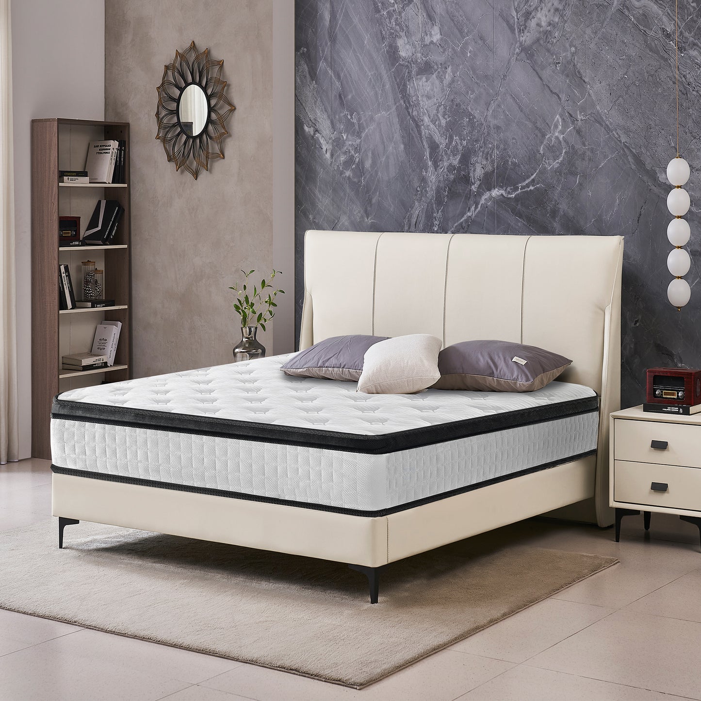HSUNNS 12" Twin XL Size Hybrid Memory Foam Mattress with Breathable Fabric Cover, 7-Zoned Cool Memory Foam Mattress for Sleep Support and Pressure Relief, Medium Firm Twin XL Mattress