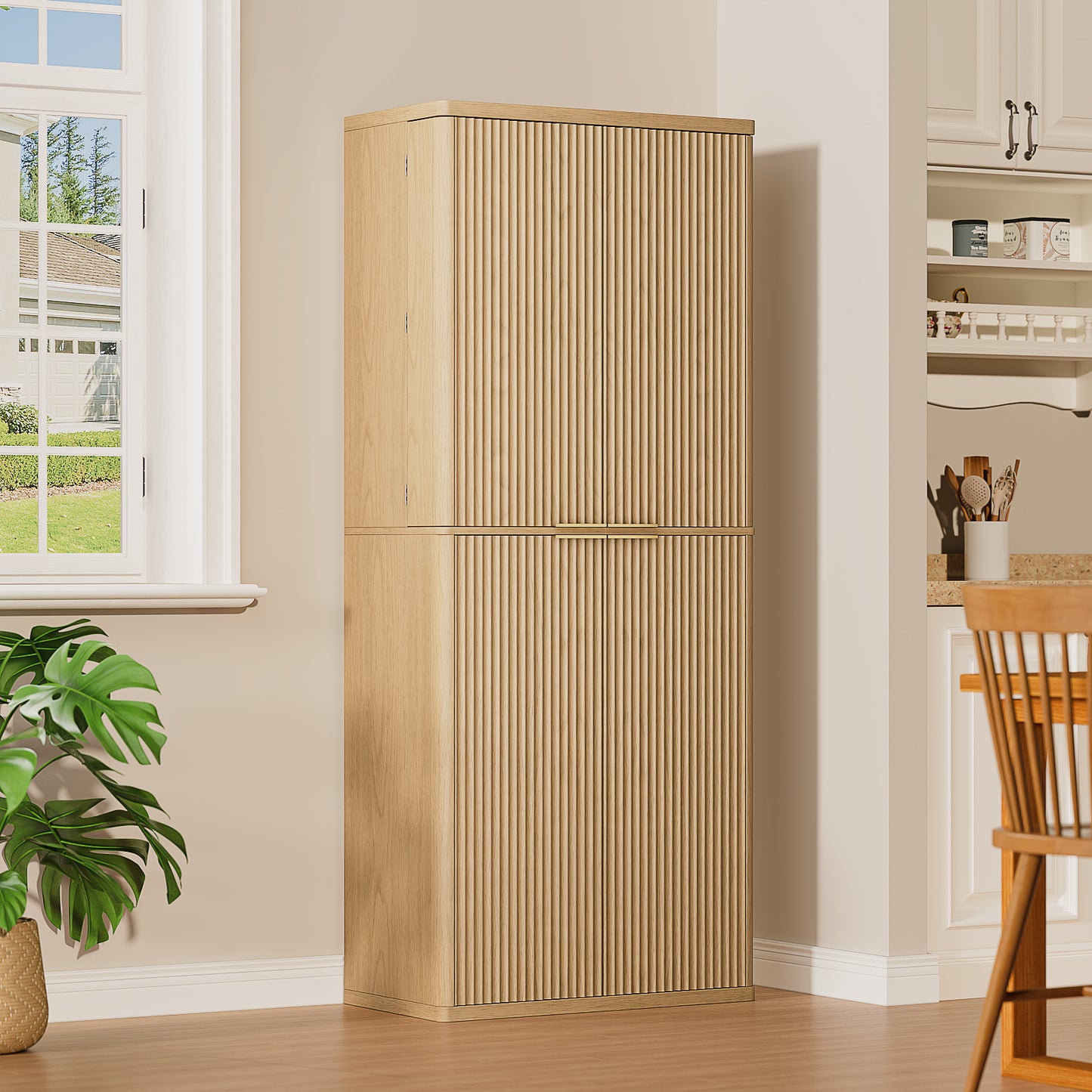 HSUNNS 72" Tall Metal Storage Cabinet with 4 Doors and 6 Adjustable Shelves, Kitchen Pantry Cabinet Freestanding Cupboard, Multifunctional Storage for Office, Kitchen, Dining Room