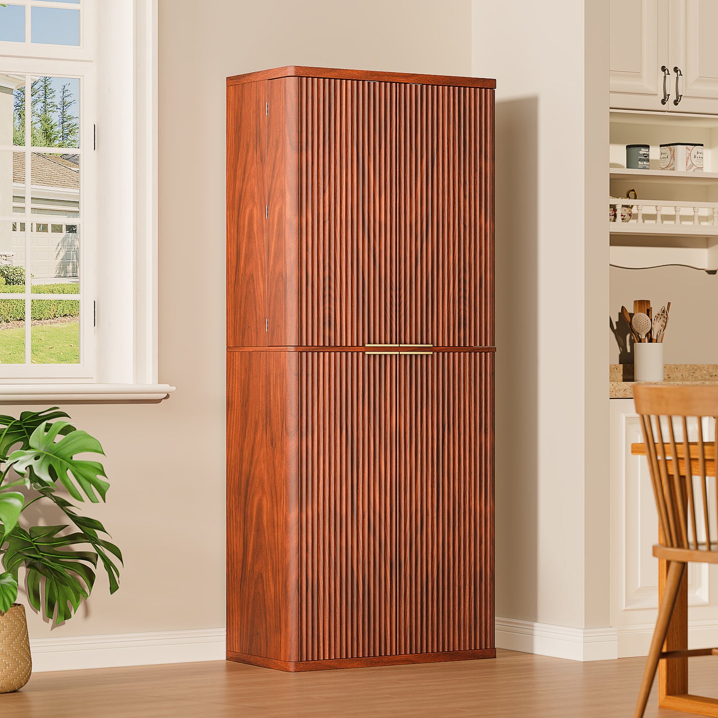 HSUNNS 72" Tall Metal Storage Cabinet with 4 Doors and 6 Adjustable Shelves, Kitchen Pantry Cabinet Freestanding Cupboard, Multifunctional Storage for Office, Kitchen, Dining Room