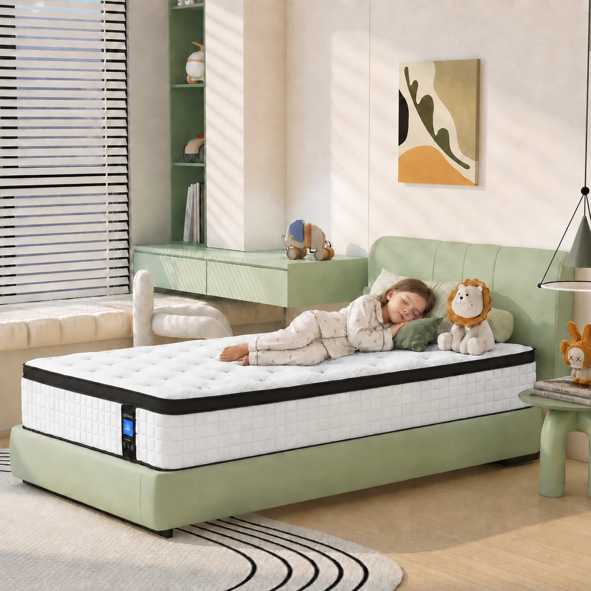 Twin Mattress 12", HSUNNS Hybrid Mattress with Gel Memory Foam and Independent Pocket Springs, Mattress in a Box, Medium Firm, Pressure Relief & Support, White