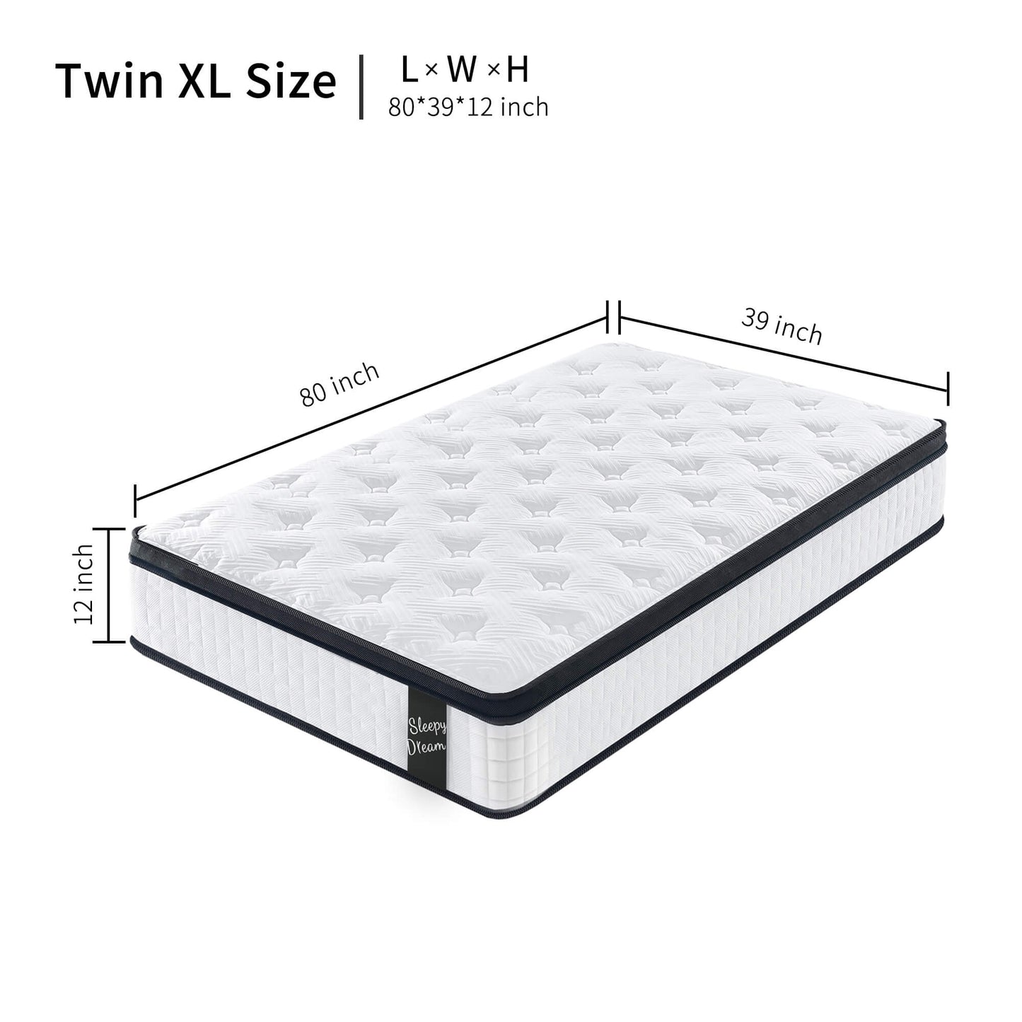 HSUNNS 12" Twin XL Size Hybrid Memory Foam Mattress with Breathable Fabric Cover, 7-Zoned Cool Memory Foam Mattress for Sleep Support and Pressure Relief, Medium Firm Twin XL Mattress