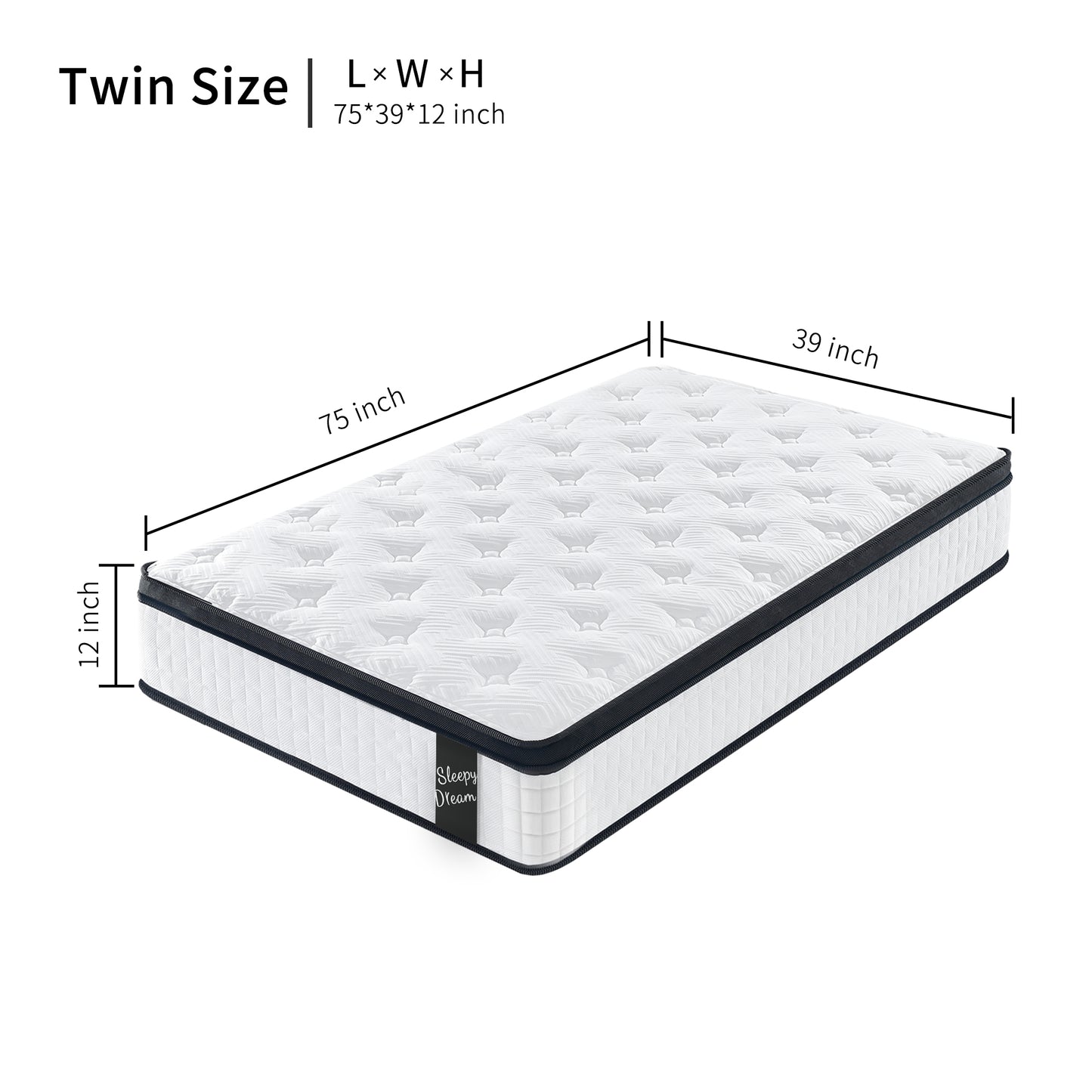 HSUNNS 12" Twin Size Hybrid Memory Foam Mattress with Breathable Fabric Cover, 7-Zoned Cool Memory Foam Mattress for Sleep Support and Pressure Relief, Medium Firm Twin Mattress
