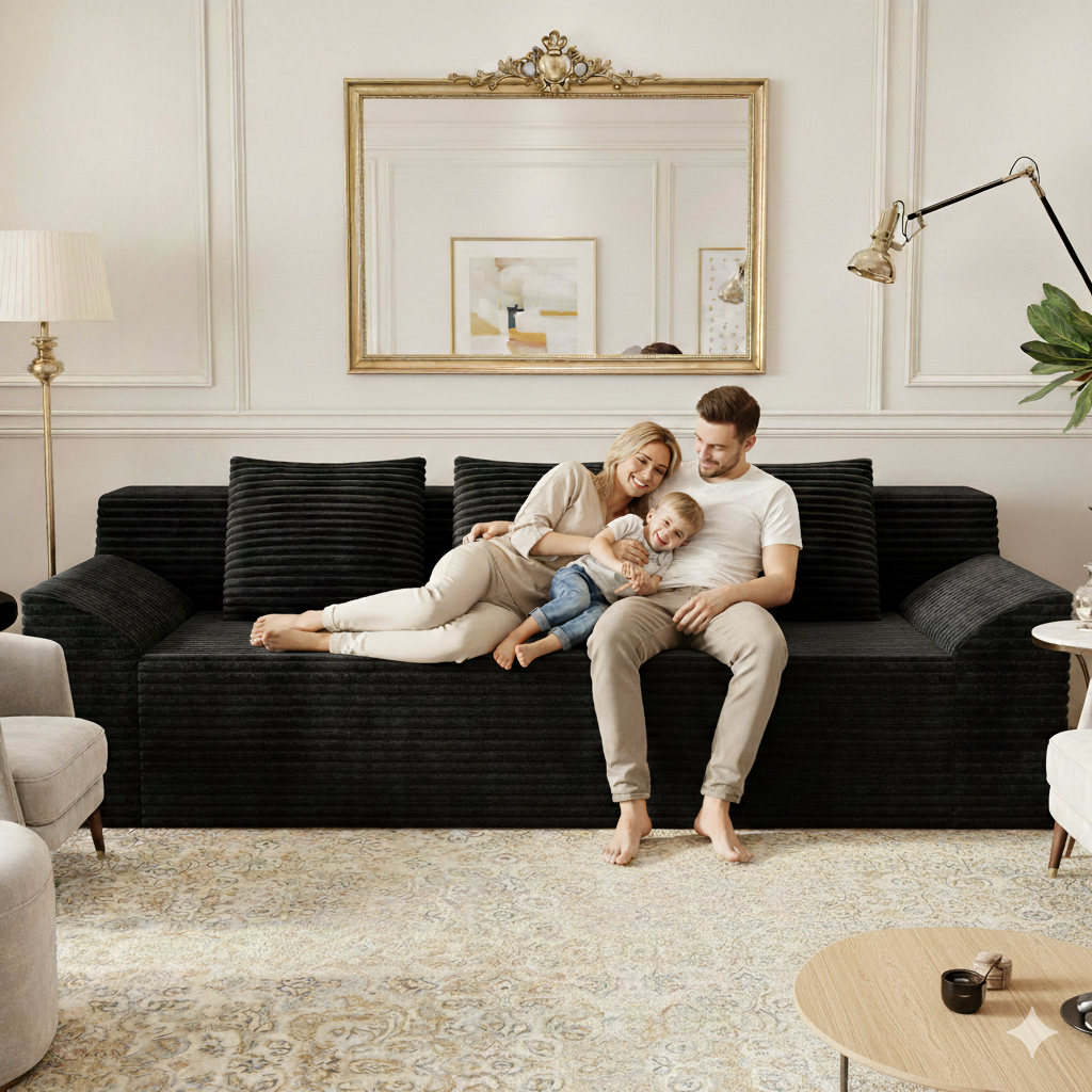 HSUNNS 71" 3 Setaser Sofa, Comfy Extra Deep Seat 3 Seater Couch for Living Room with Soft Upholstered, Free 3 Pillows, No Assembly Required