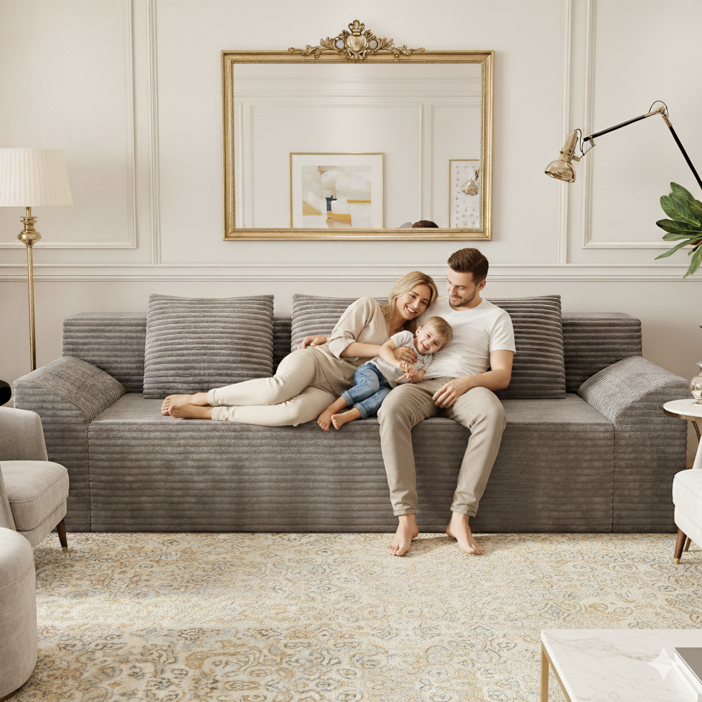 HSUNNS 71" 3 Setaser Sofa, Comfy Extra Deep Seat 3 Seater Couch for Living Room with Soft Upholstered, Free 3 Pillows, No Assembly Required