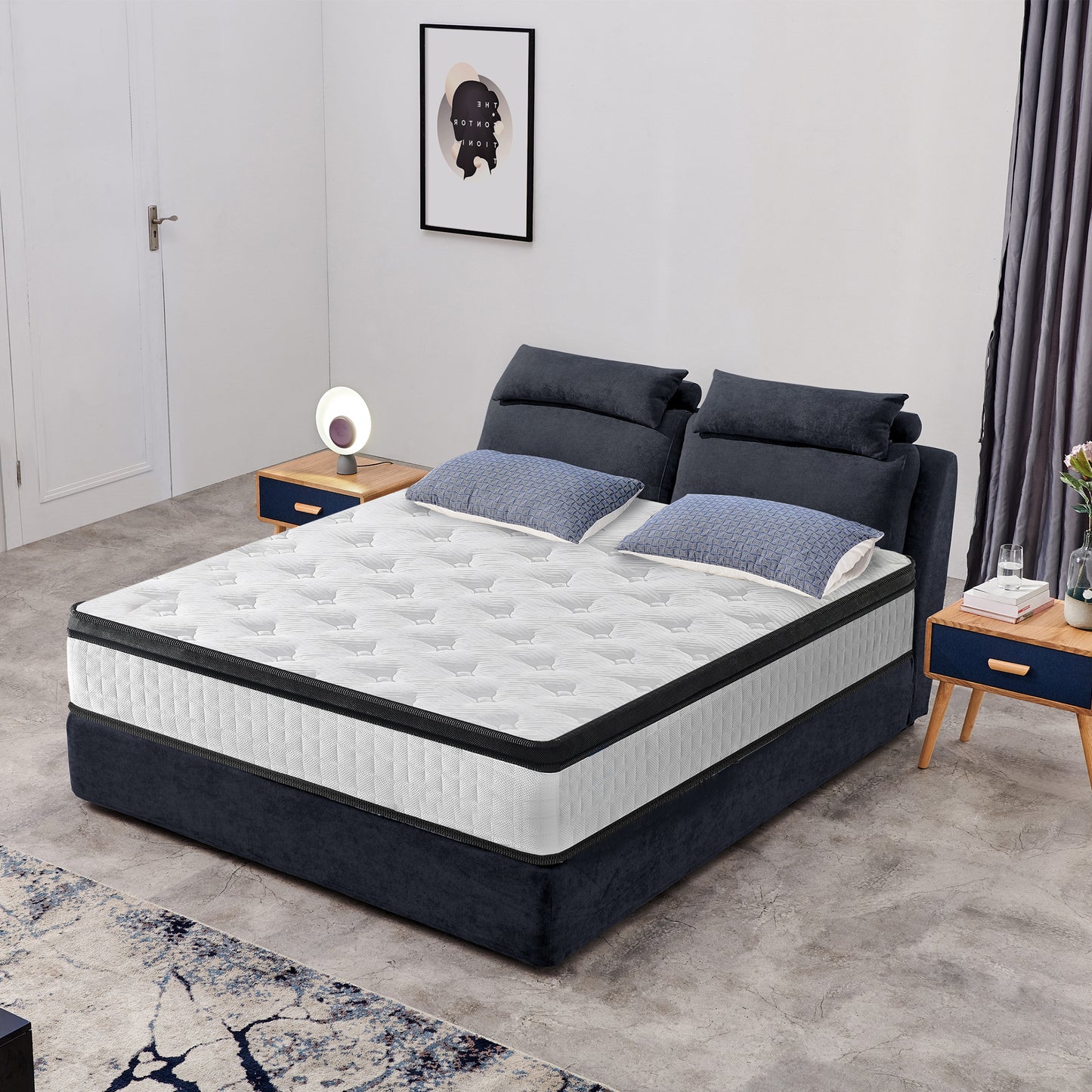 HSUNNS 12" Queen Size Hybrid Memory Foam Mattress with Breathable Fabric Cover, 7-Zoned Cool Memory Foam Mattress for Sleep Support and Pressure Relief, Medium Firm Queen Mattress