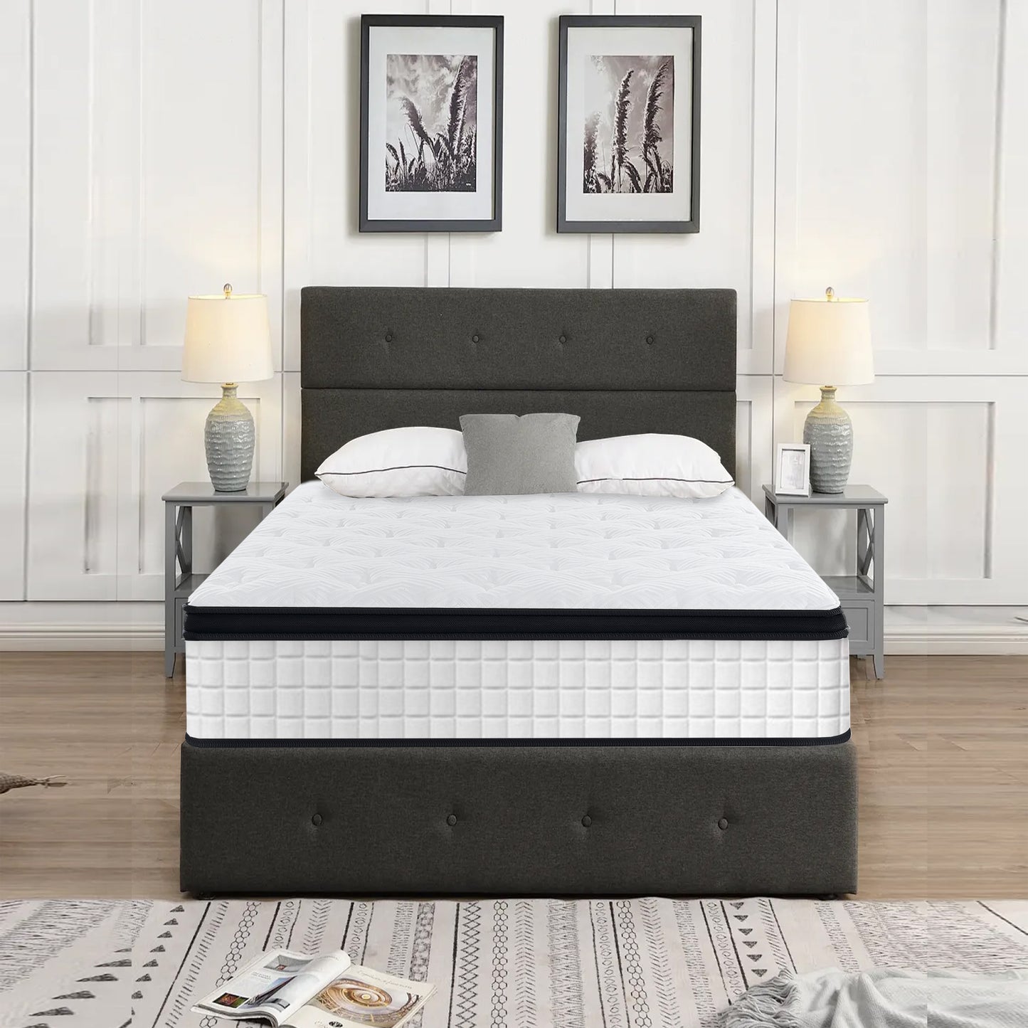HSUNNS 12" Twin Size Hybrid Memory Foam Mattress with Breathable Fabric Cover, 7-Zoned Cool Memory Foam Mattress for Sleep Support and Pressure Relief, Medium Firm Twin Mattress