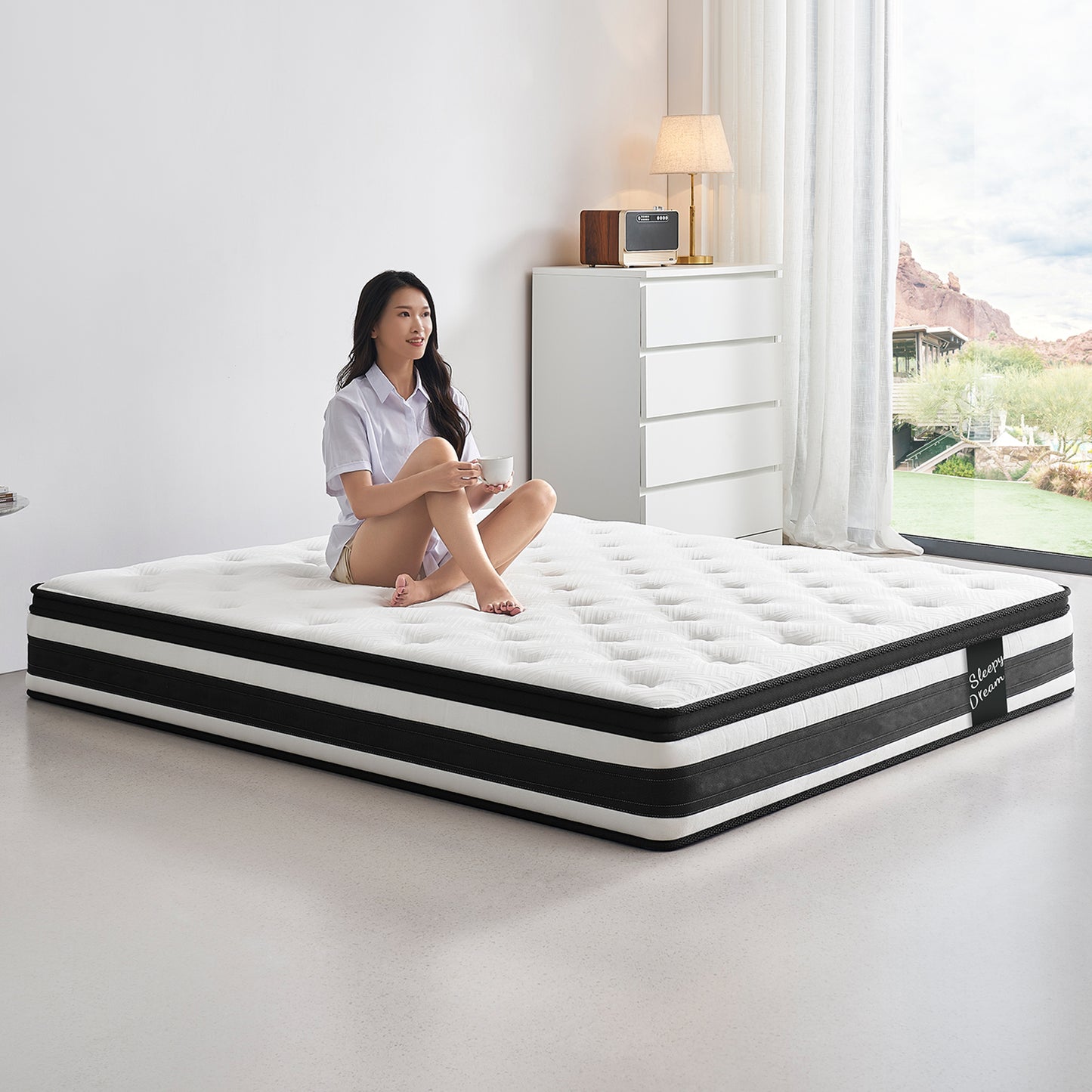 HSUNNS 12" Twin XL Size Hybrid Memory Foam Mattress with Breathable Fabric Cover, Memory Foam Mattress for Sleep Support and Pressure Relief, Medium Firm King Mattress, CertiPUR-US