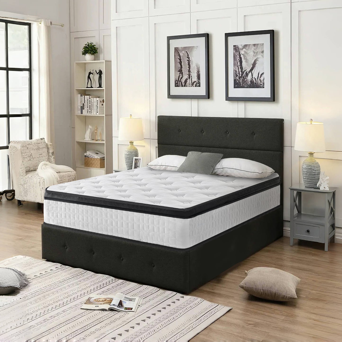 HSUNNS 12" Twin Size Hybrid Memory Foam Mattress with Breathable Fabric Cover, 7-Zoned Cool Memory Foam Mattress for Sleep Support and Pressure Relief, Medium Firm Twin Mattress