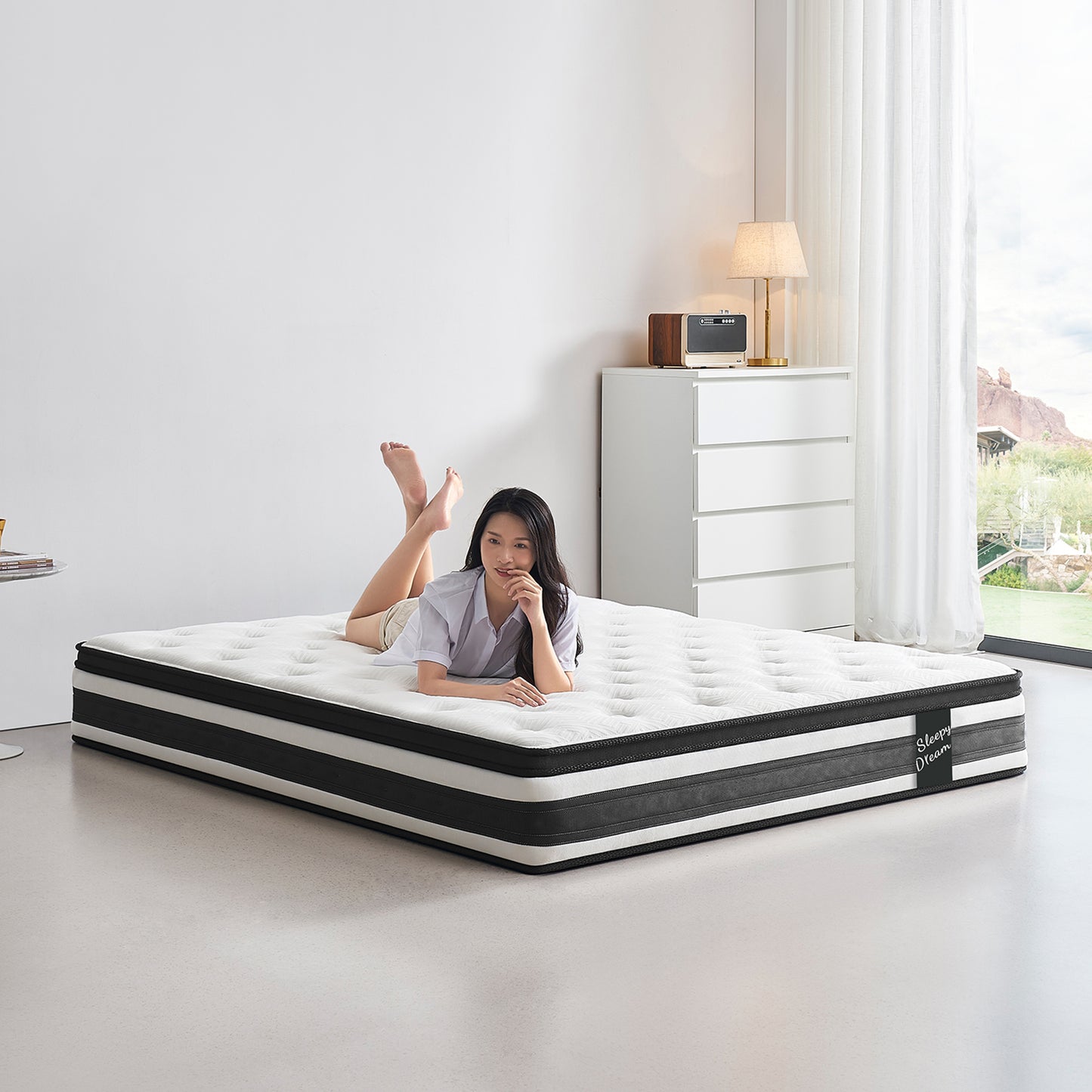 HSUNNS 12" Twin XL Size Hybrid Memory Foam Mattress with Breathable Fabric Cover, Memory Foam Mattress for Sleep Support and Pressure Relief, Medium Firm King Mattress, CertiPUR-US