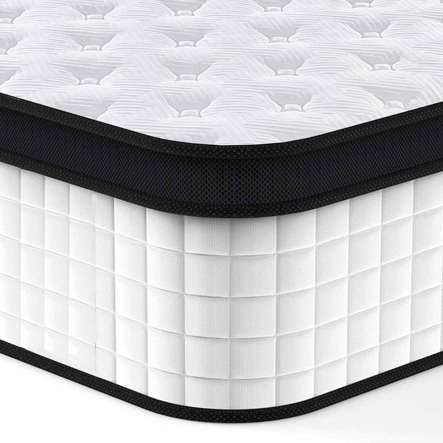 HSUNNS 12" Queen Size Hybrid Memory Foam Mattress with Breathable Fabric Cover, 7-Zoned Cool Memory Foam Mattress for Sleep Support and Pressure Relief, Medium Firm Queen Mattress