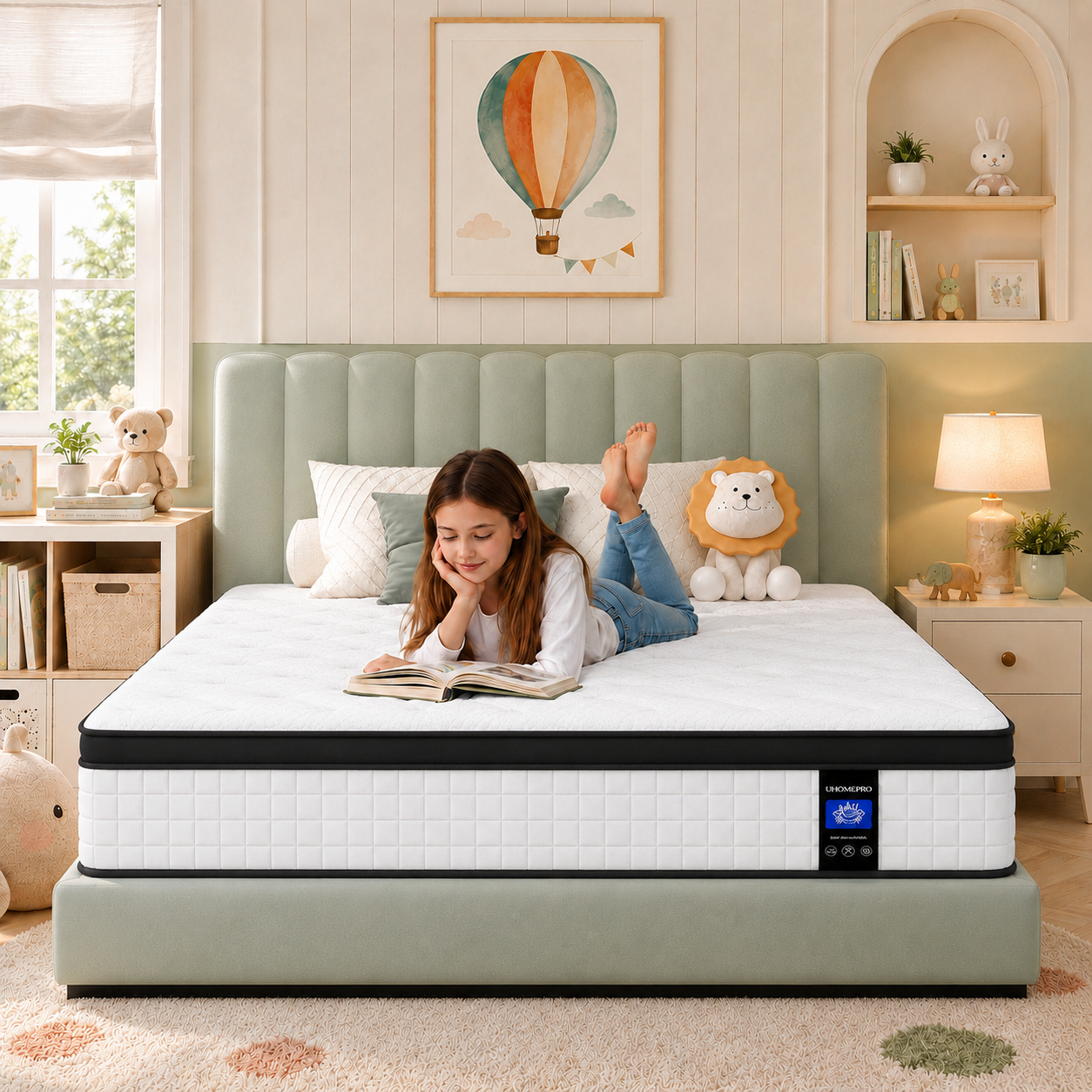 HSUNNS 10 Inch Queen Mattress, Medium Firm Hybrid Memory Foam Mattress with Breathable Fabric Cover, 7-Zone Cooling Support for Pressure Relief and Comfortable Sleep