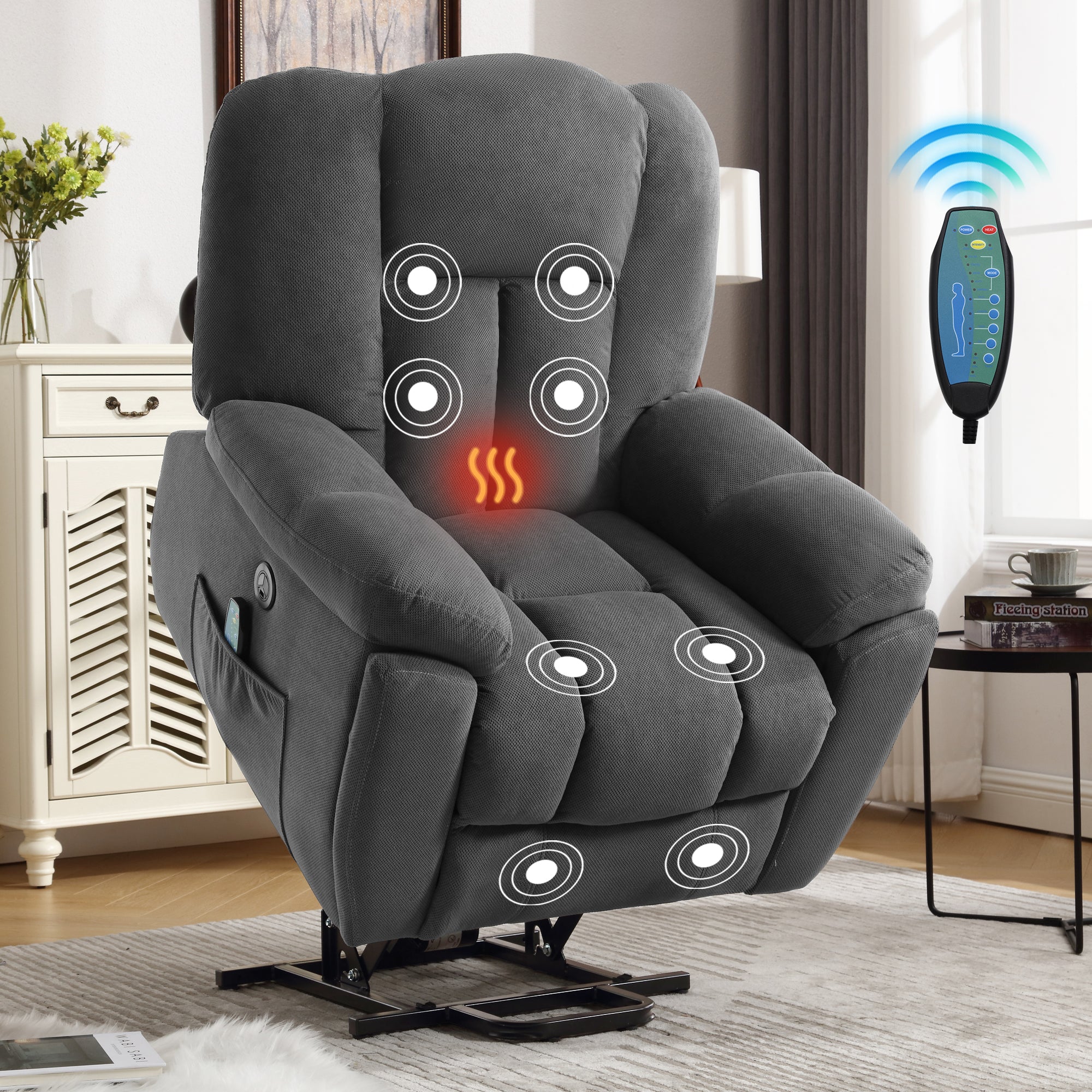 Power Lift Recliner Chair with Vibration Massage and Heating, Oversize ...