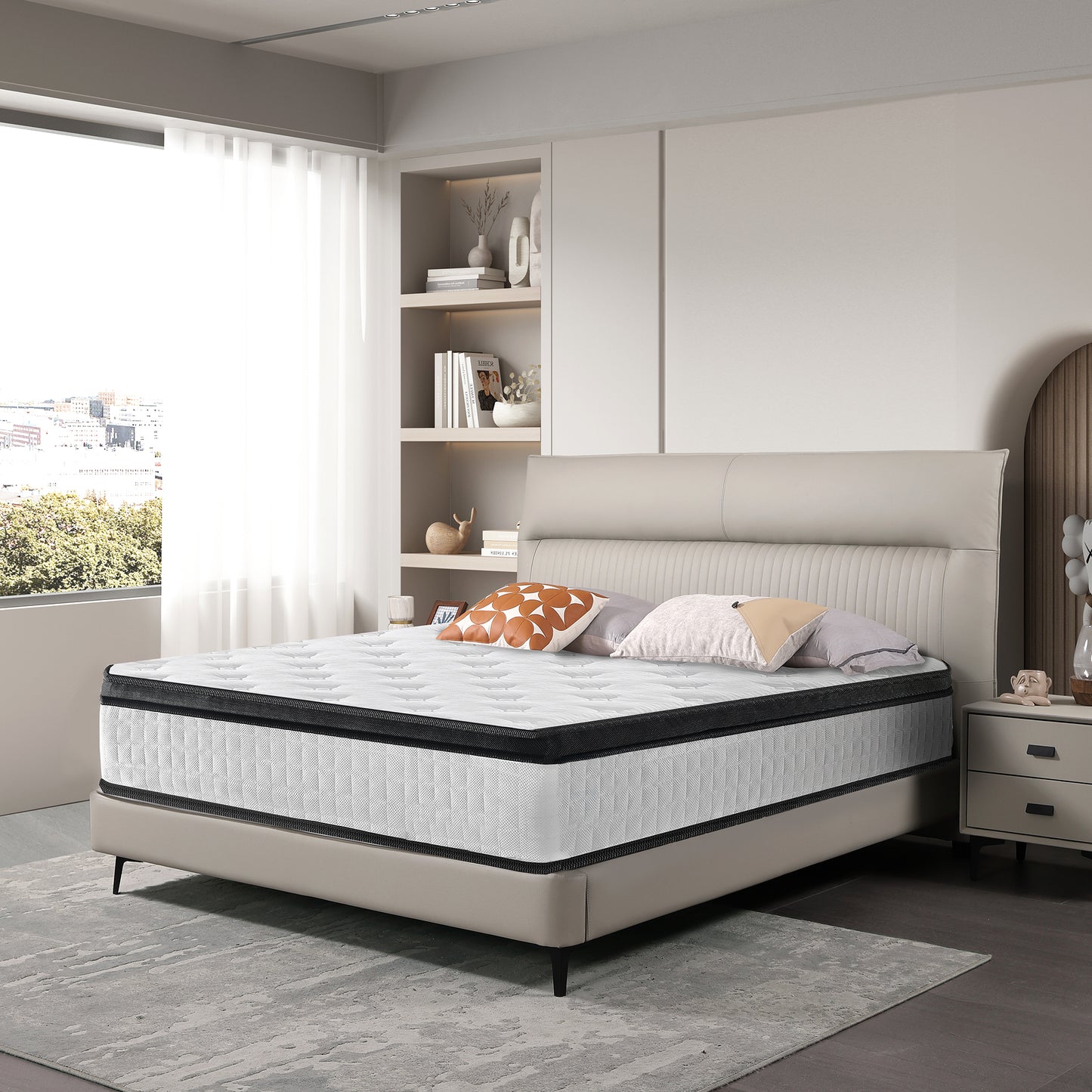 HSUNNS 12" Twin XL Size Hybrid Memory Foam Mattress with Breathable Fabric Cover, 7-Zoned Cool Memory Foam Mattress for Sleep Support and Pressure Relief, Medium Firm Twin XL Mattress